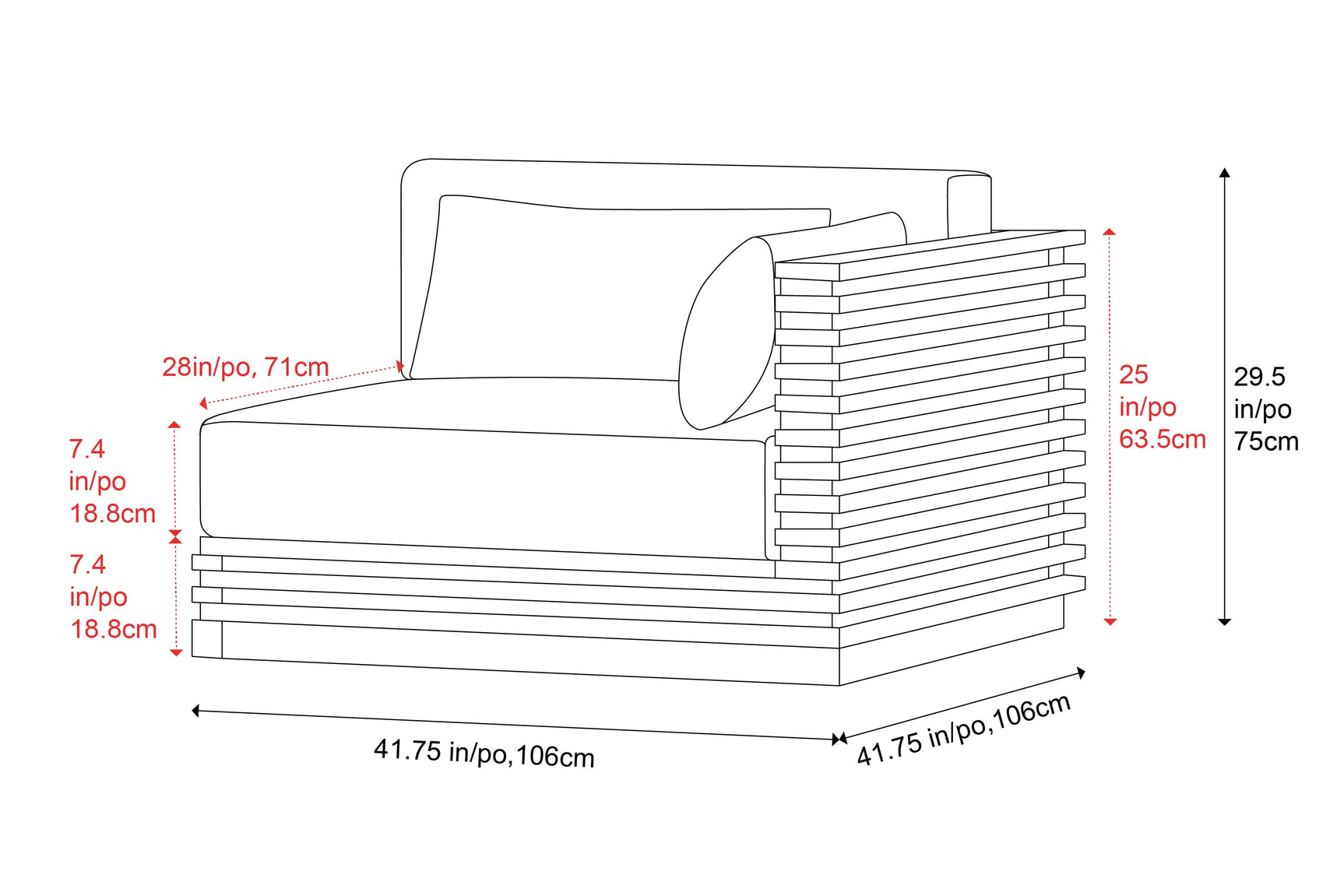 Elise Outdoor Fabric Right Arm Sofa Module