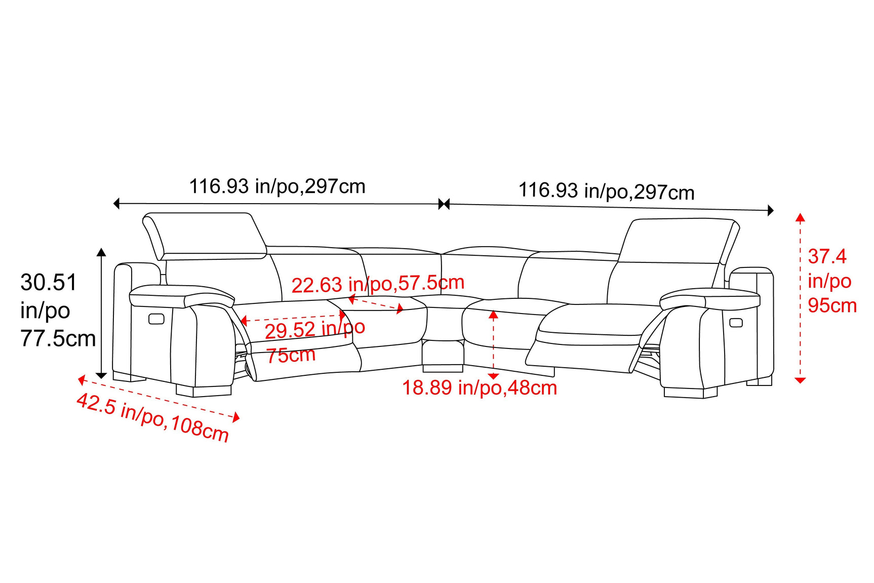 Ellie Leather Corner Sectional Sofa