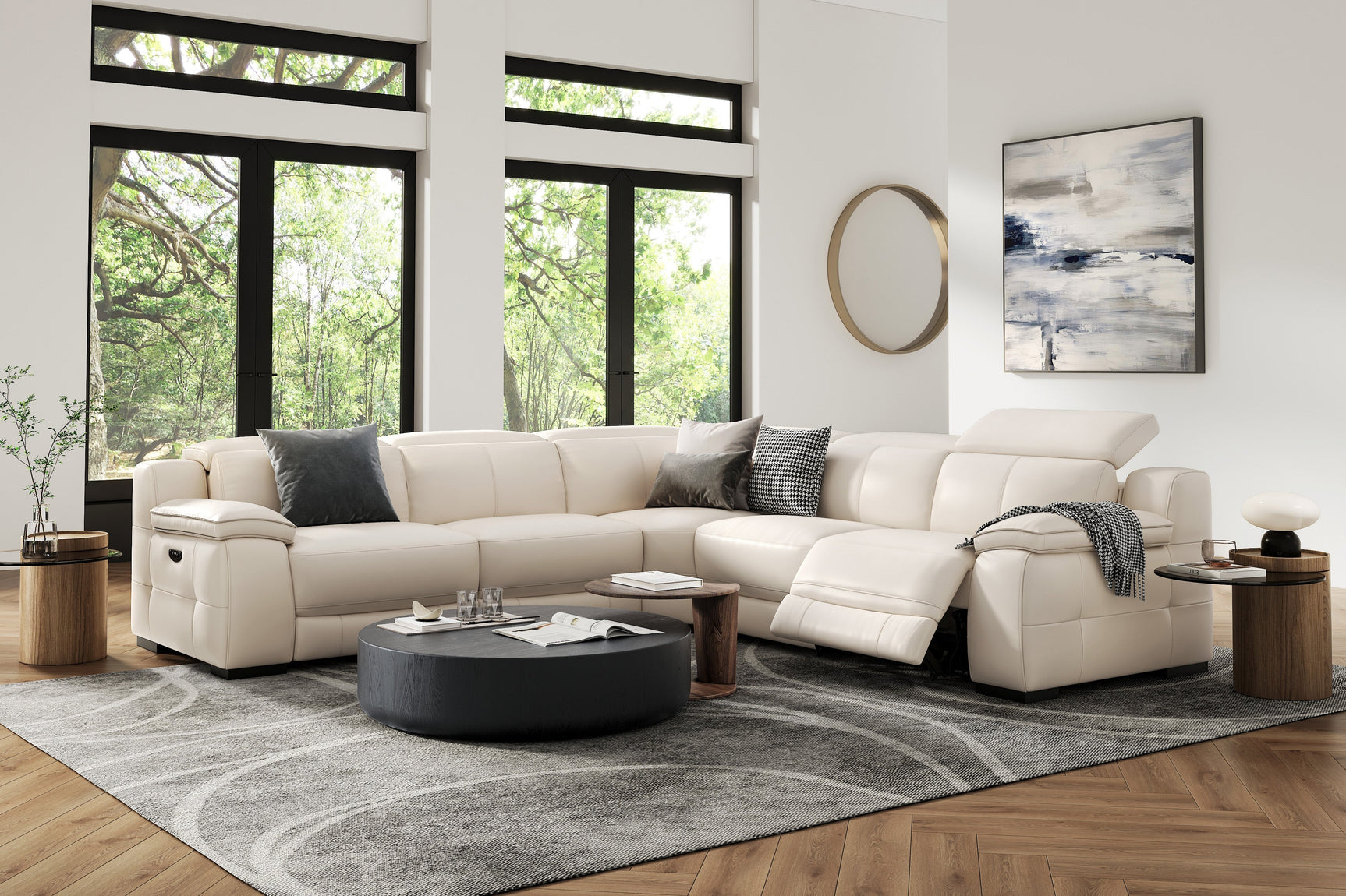 Ellie Leather Corner Sectional Sofa