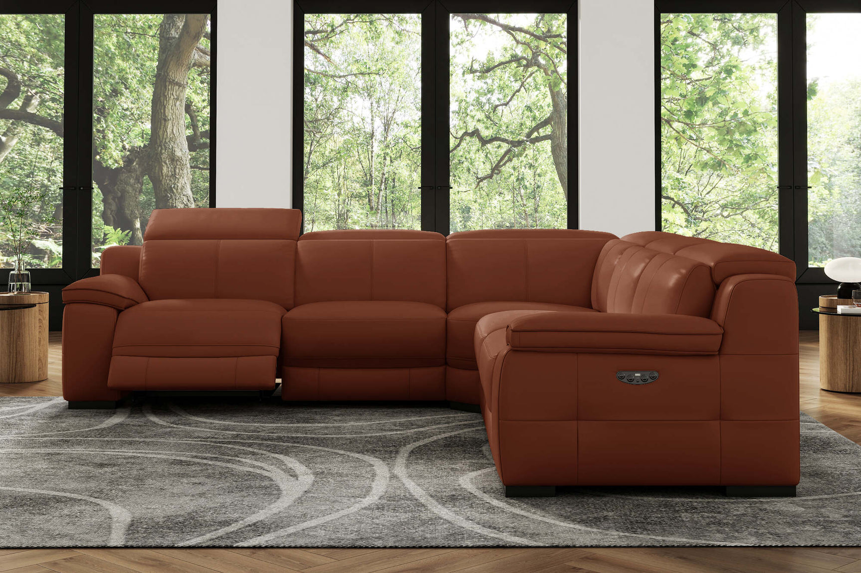 Ellie Leather Corner Sectional Sofa