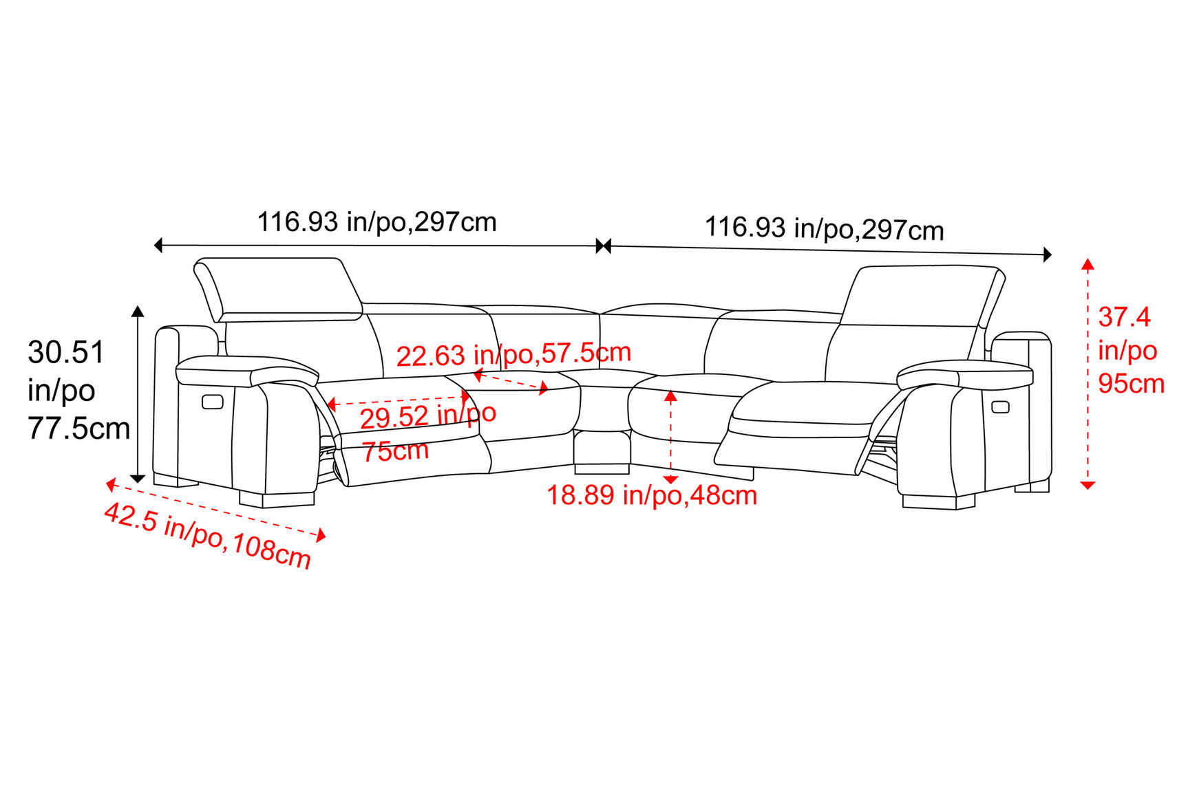 Ellie Leather Corner Sectional Sofa