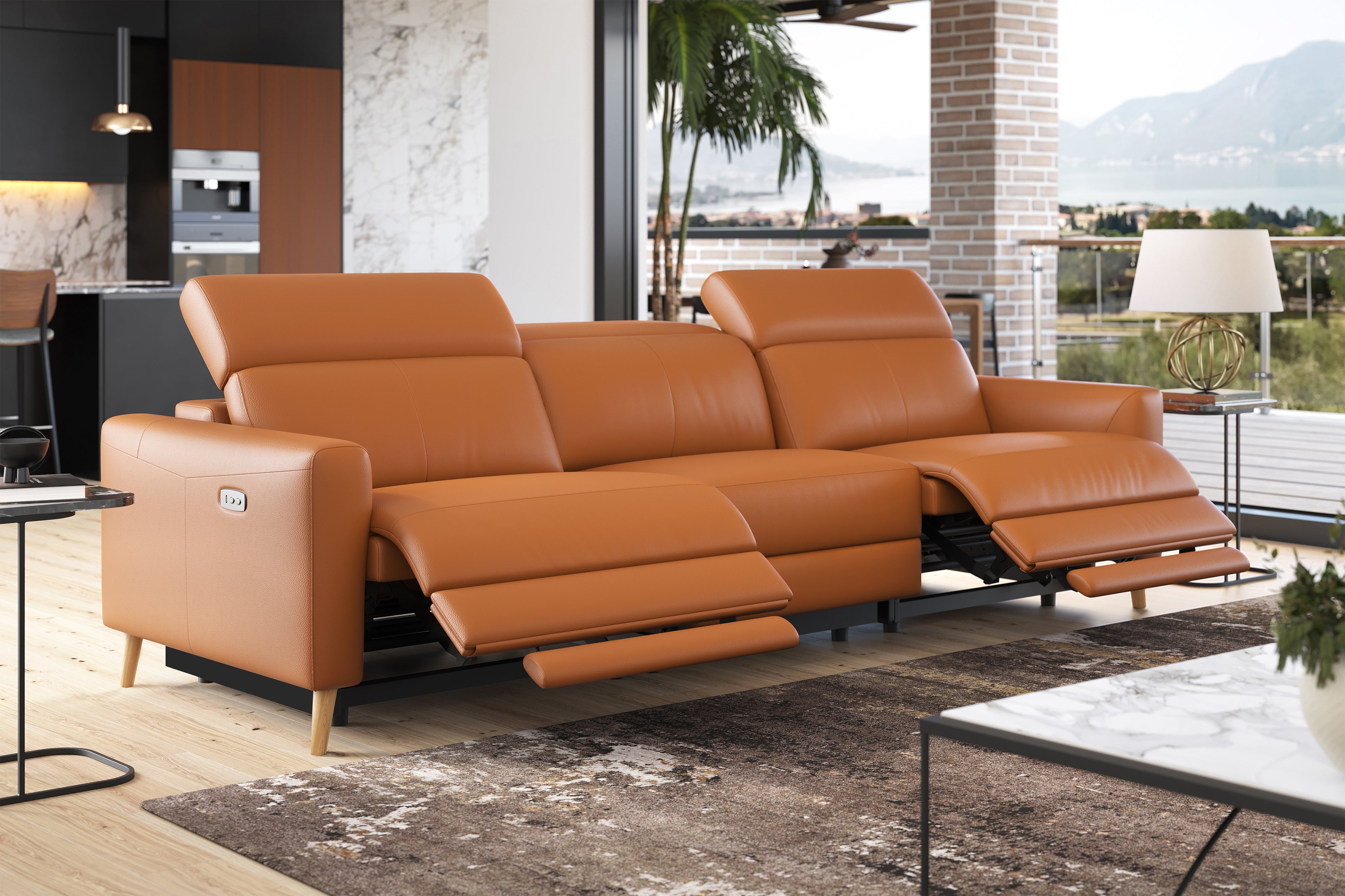Elodie Leather Dual Recliner Sofa
