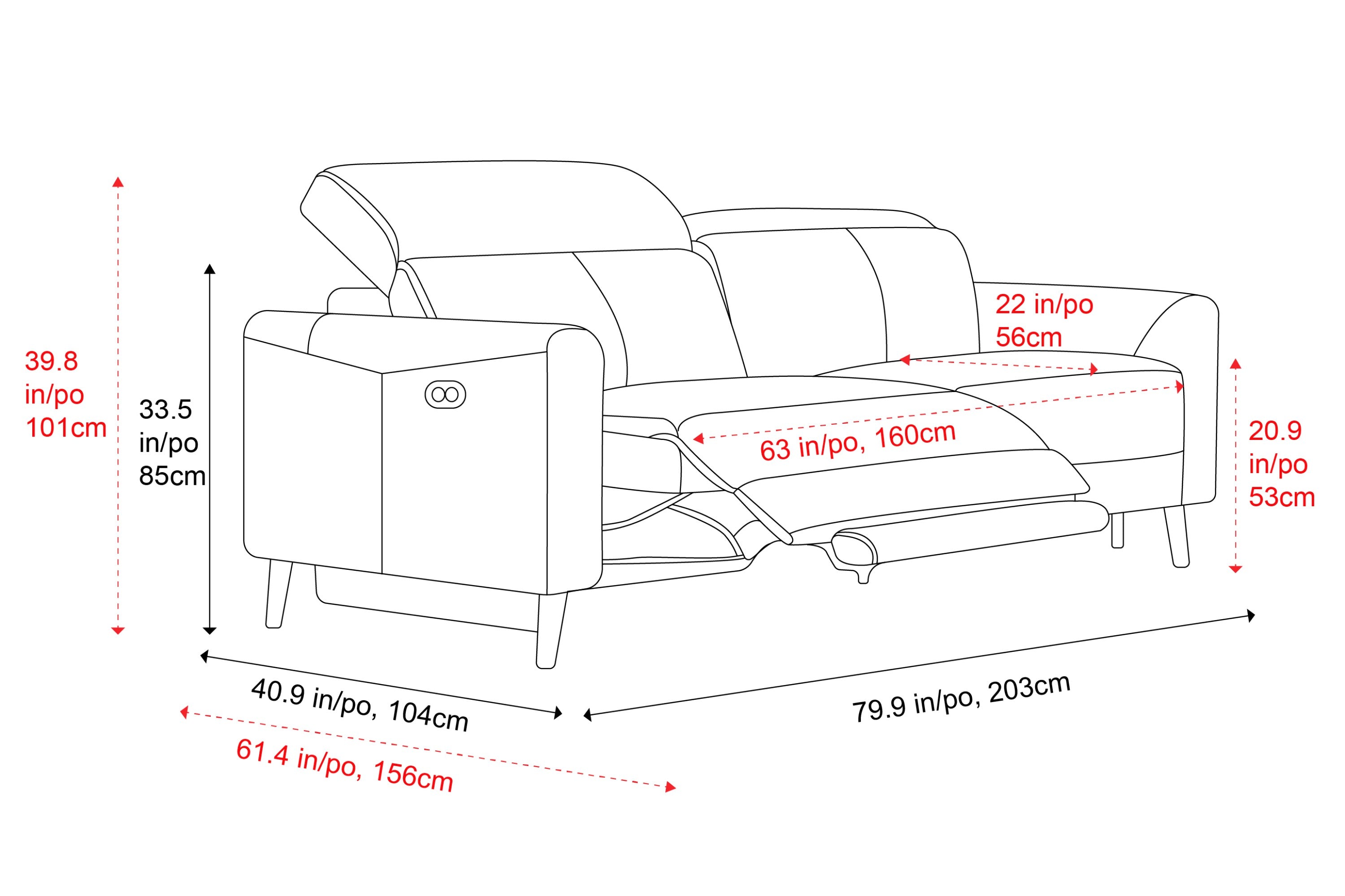 Elodie Leather Dual Recliner Sofa