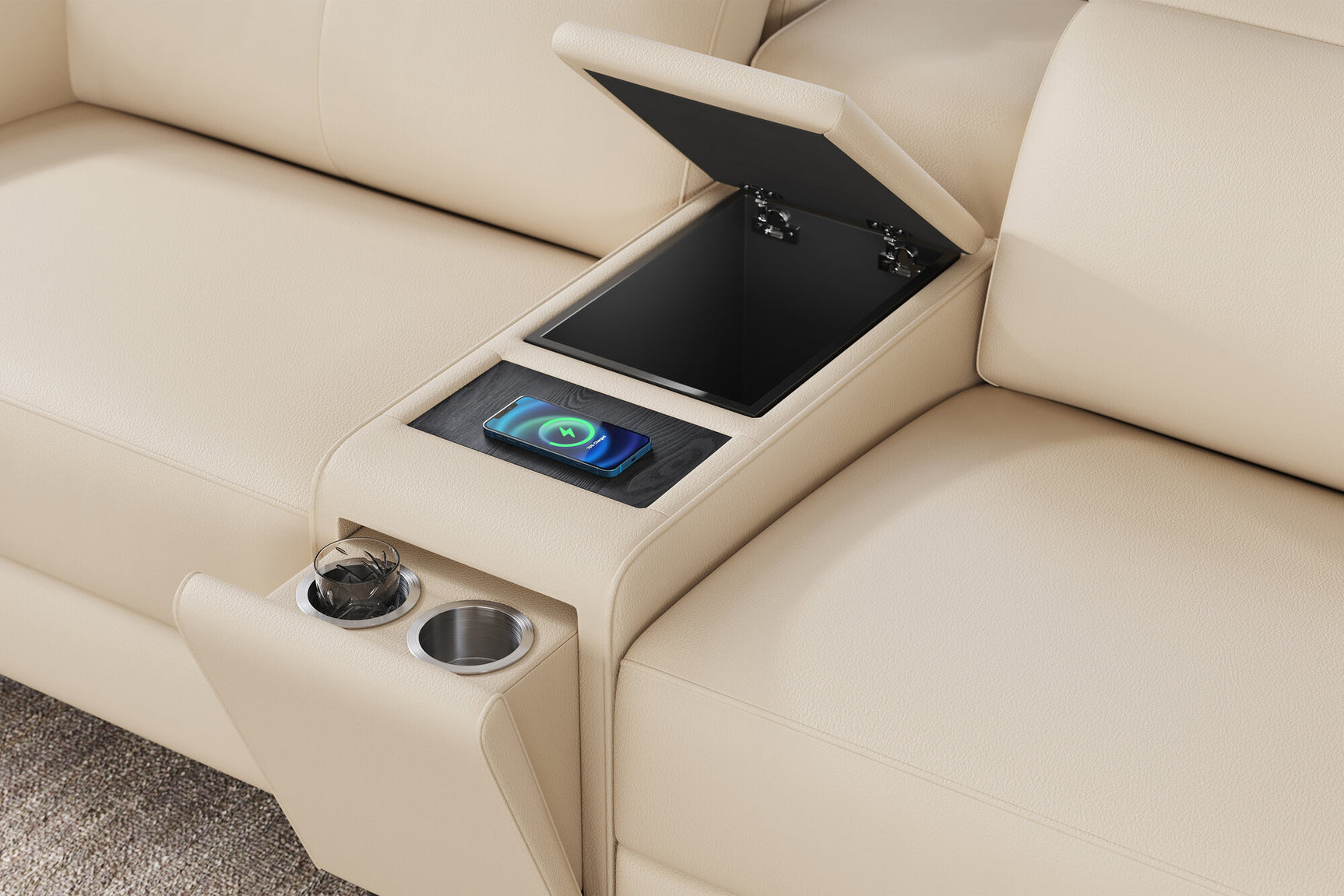 Elodie Leather Dual Recliner Sofa with Console