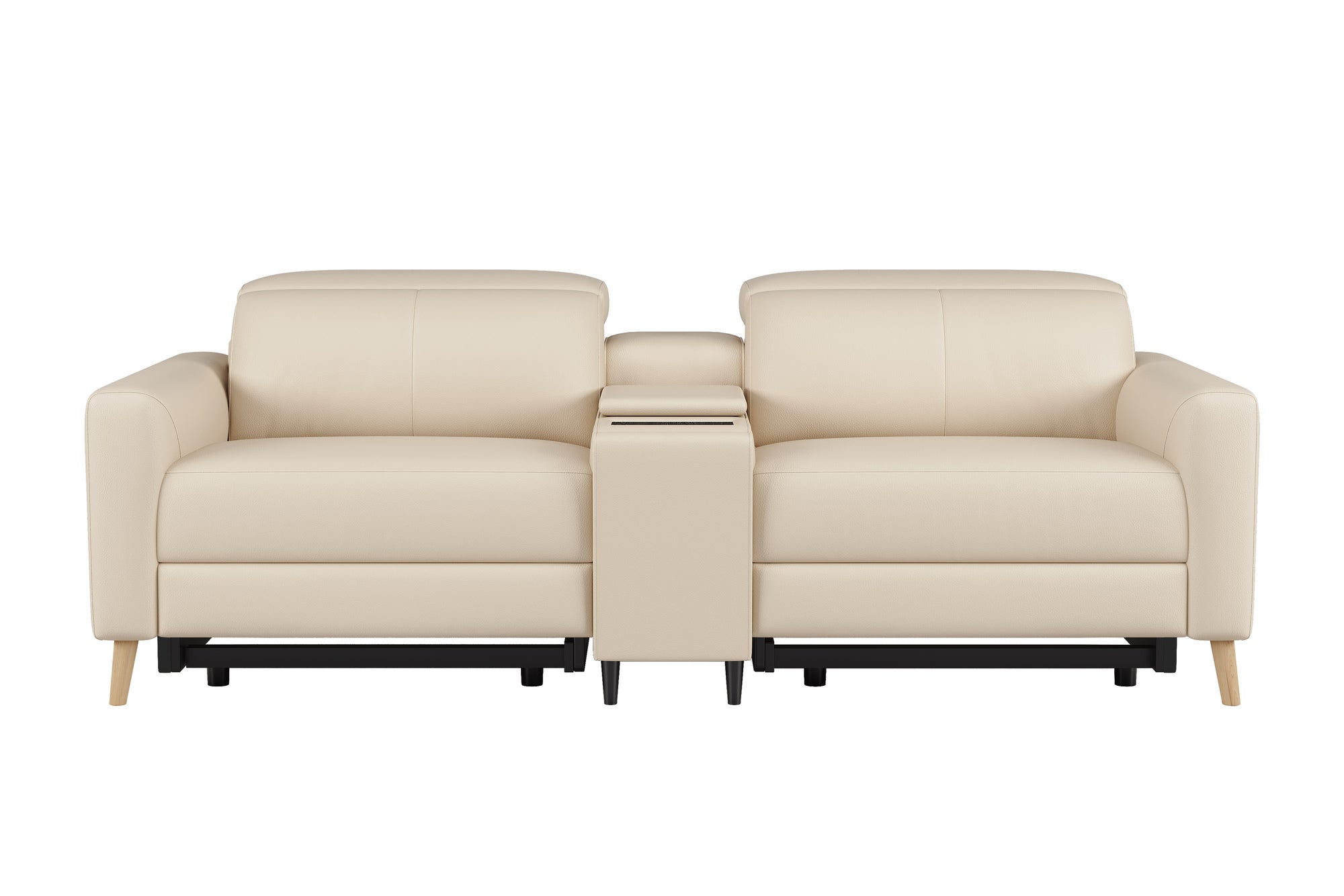 Elodie Leather Dual Recliner Sofa with Console