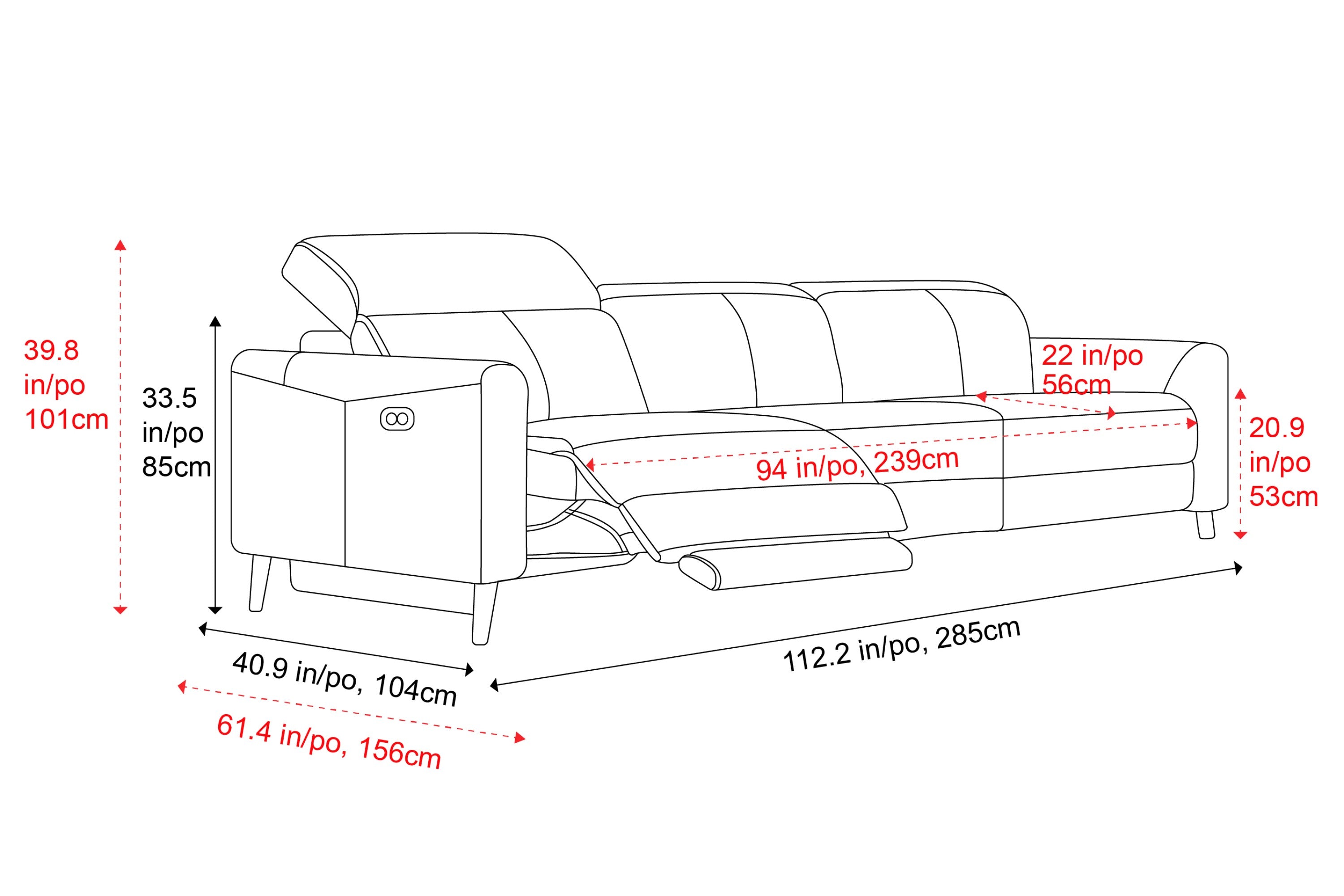 Elodie Leather Dual Recliner Sofa
