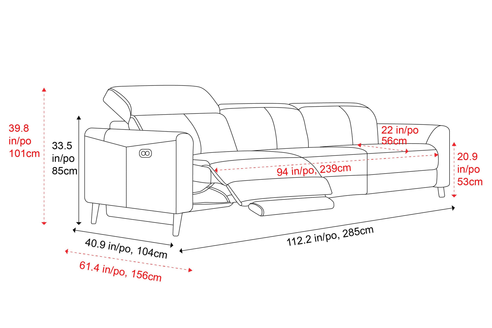 Elodie Leather Dual Recliner Sofa