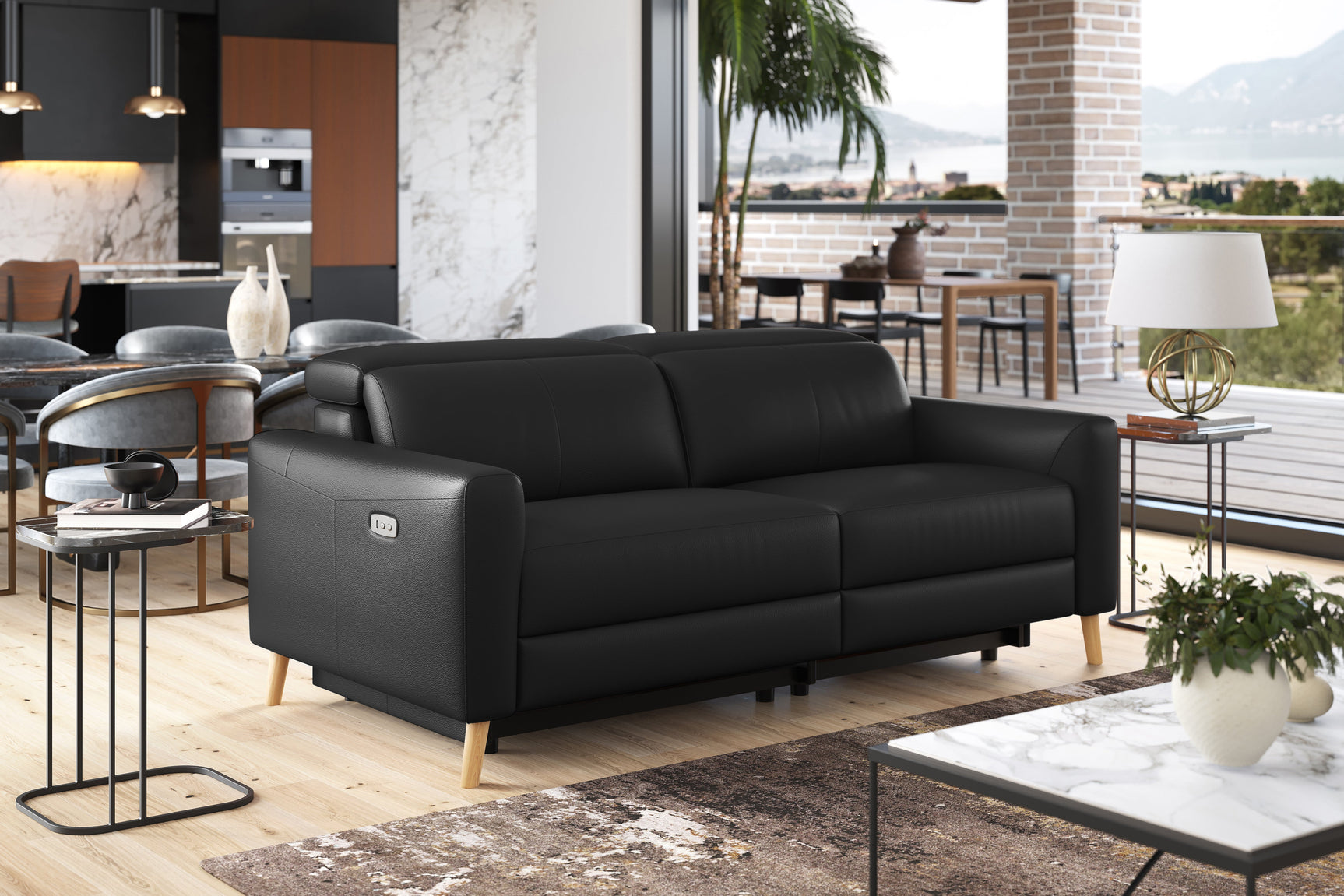 Elodie Leather Dual Recliner Sofa