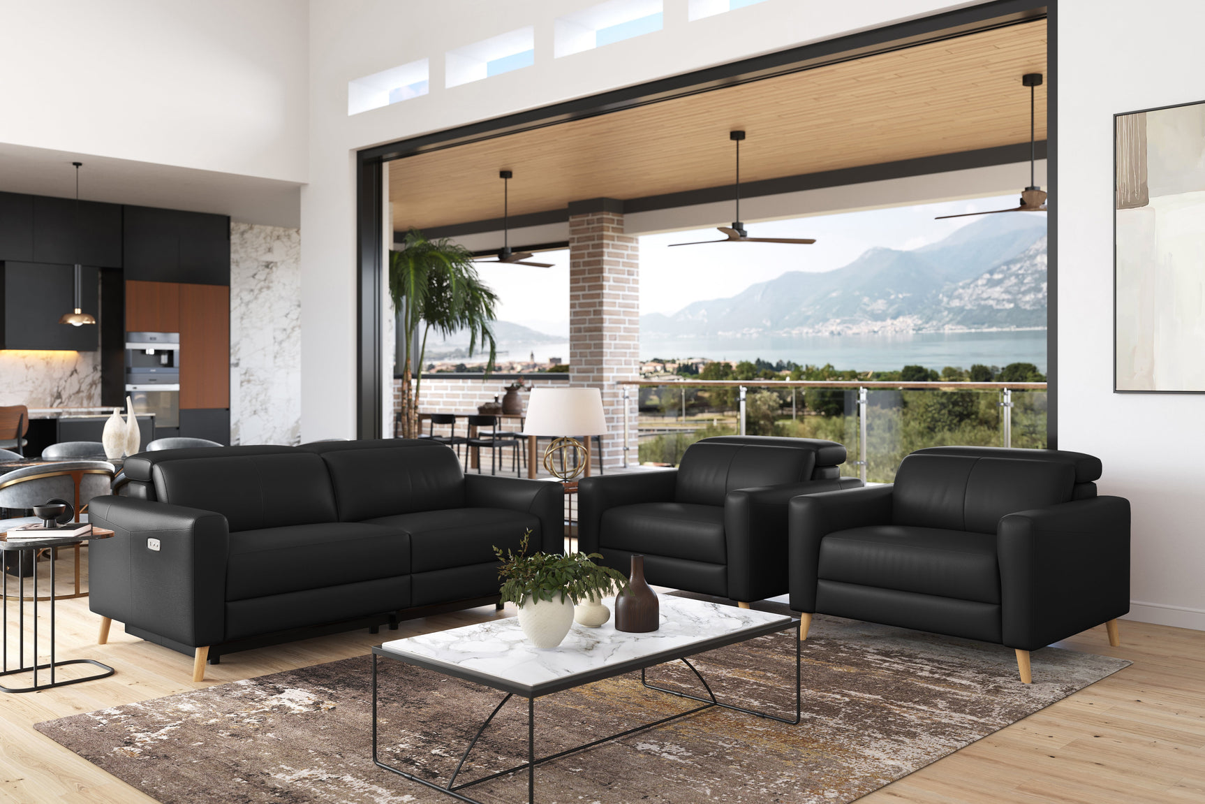 Elodie Leather Dual Recliner Sofa