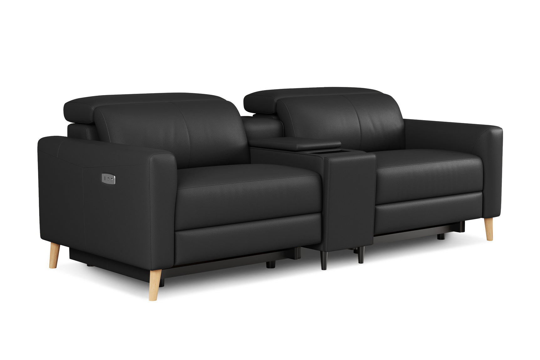Elodie Leather Dual Recliner Sofa with Console