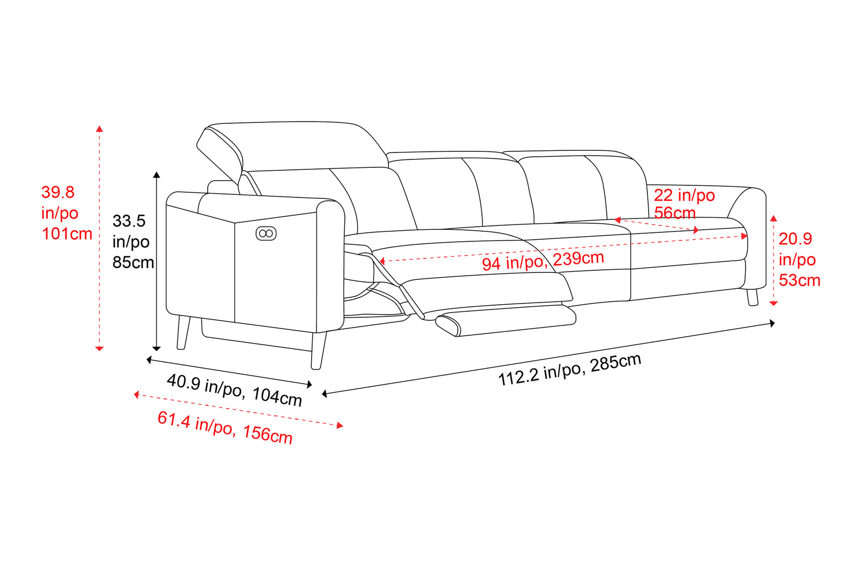Elodie Leather Dual Recliner Sofa