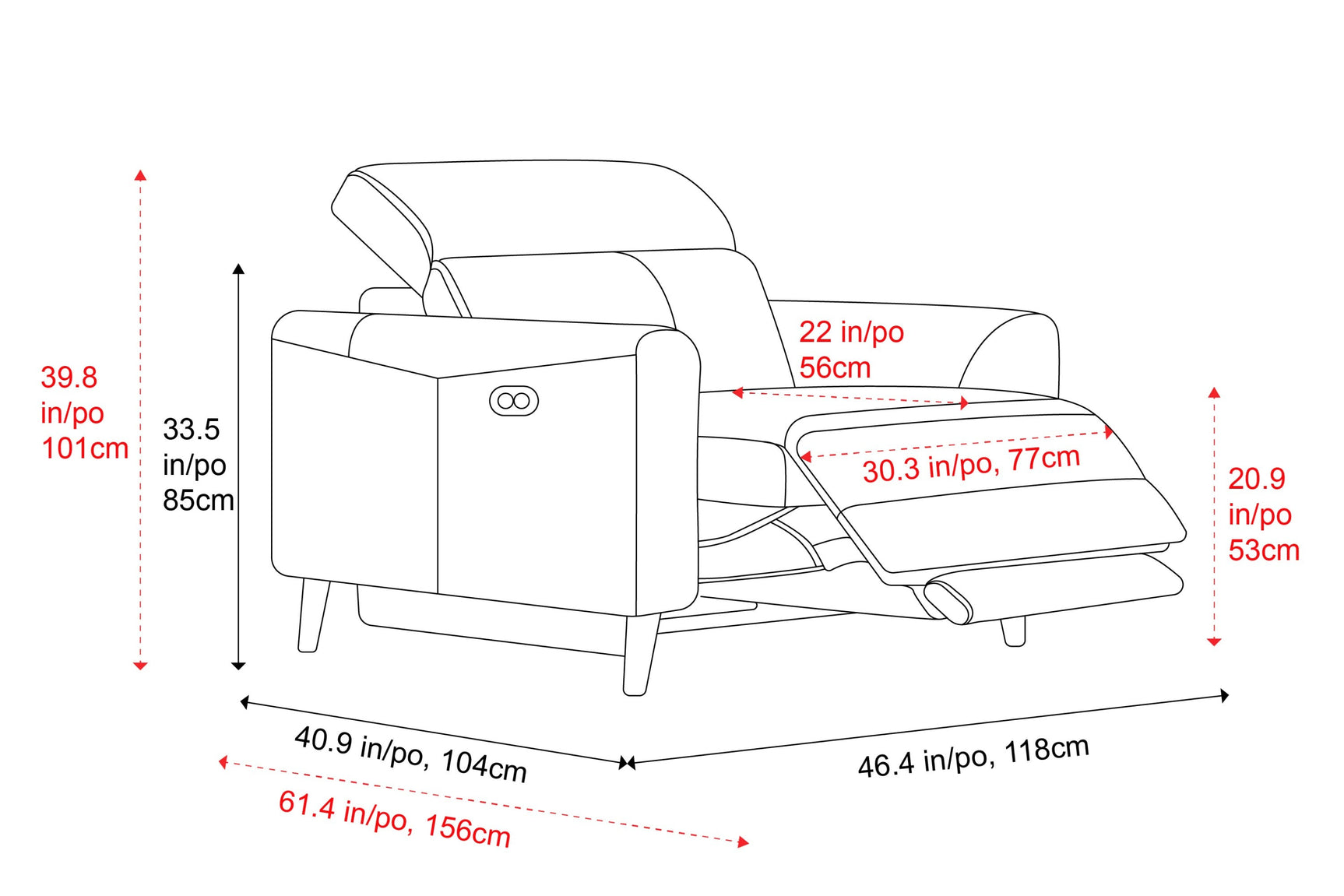 Elodie Leather Recliner Chair