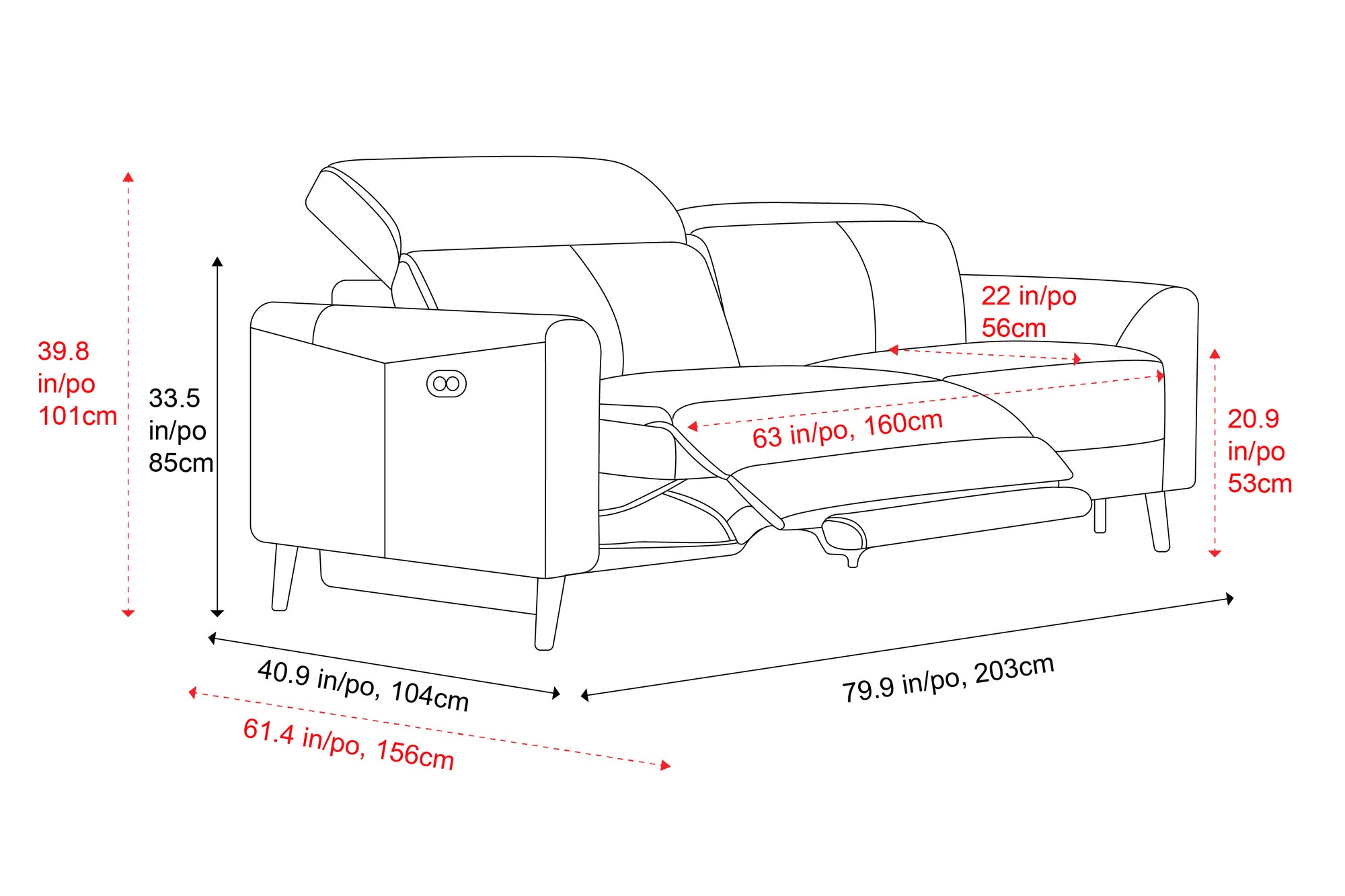 Elodie Leather Dual Recliner Sofa
