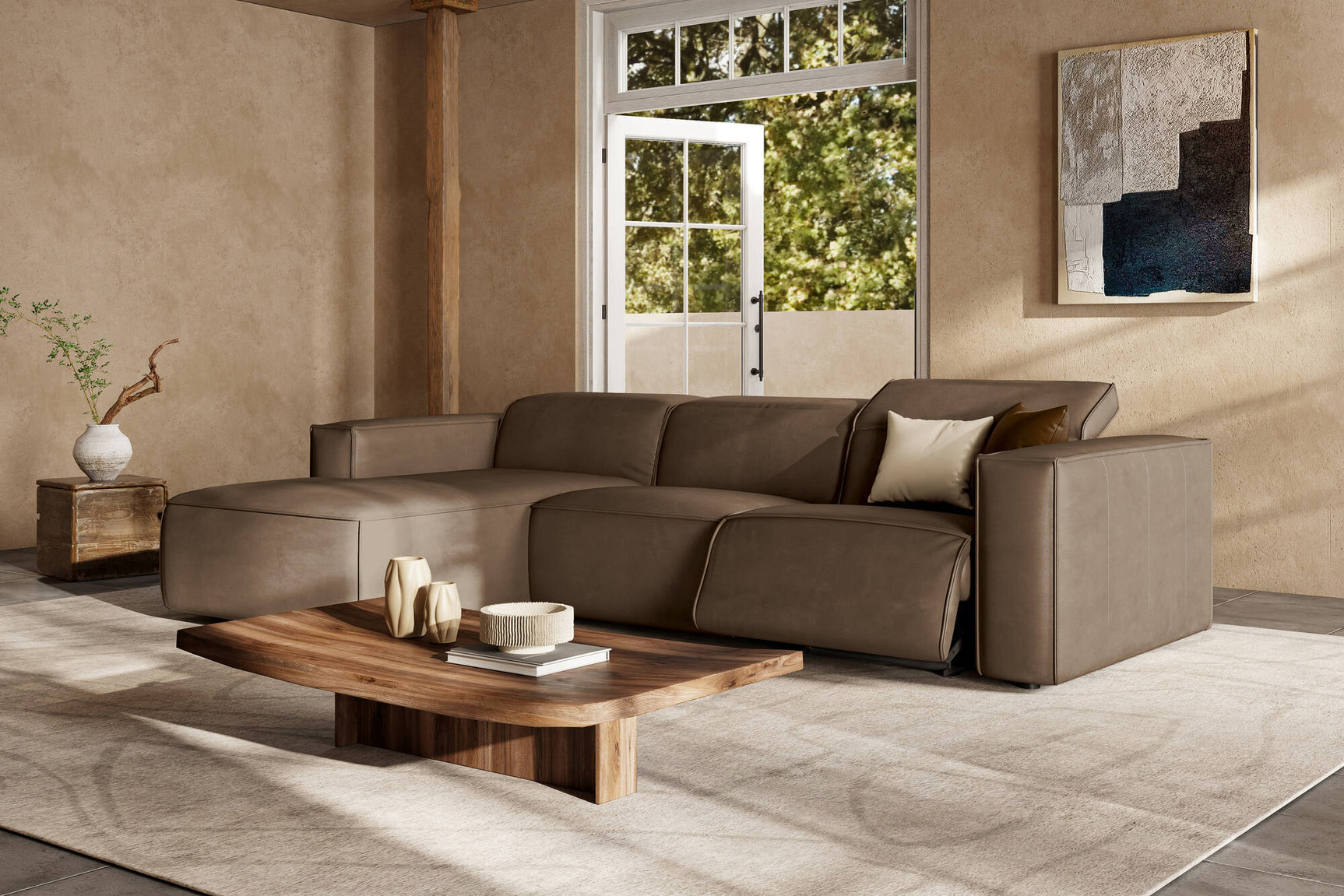 Emery Leather Recliner Sectional Sofa