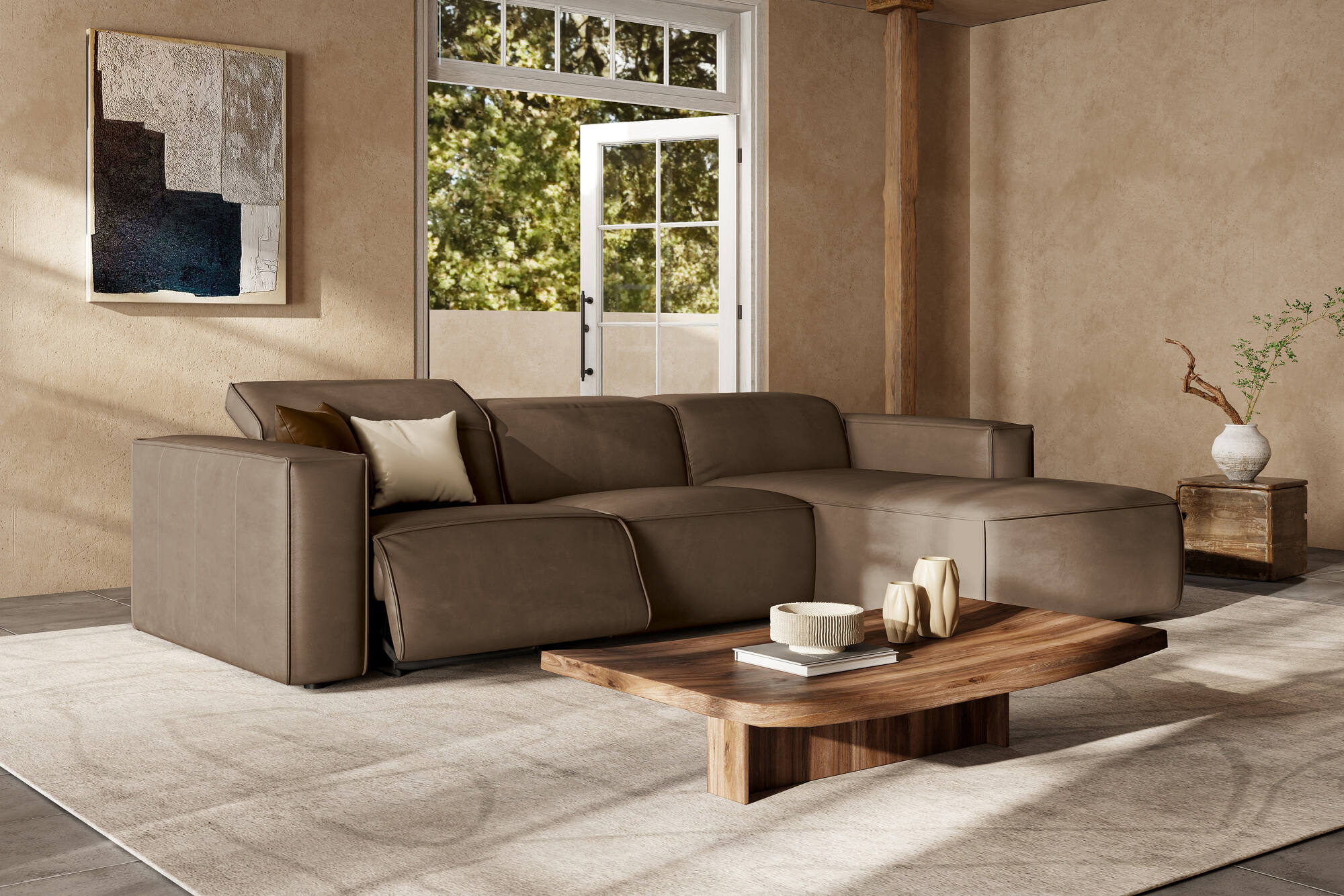 Emery Leather Recliner Sectional Sofa