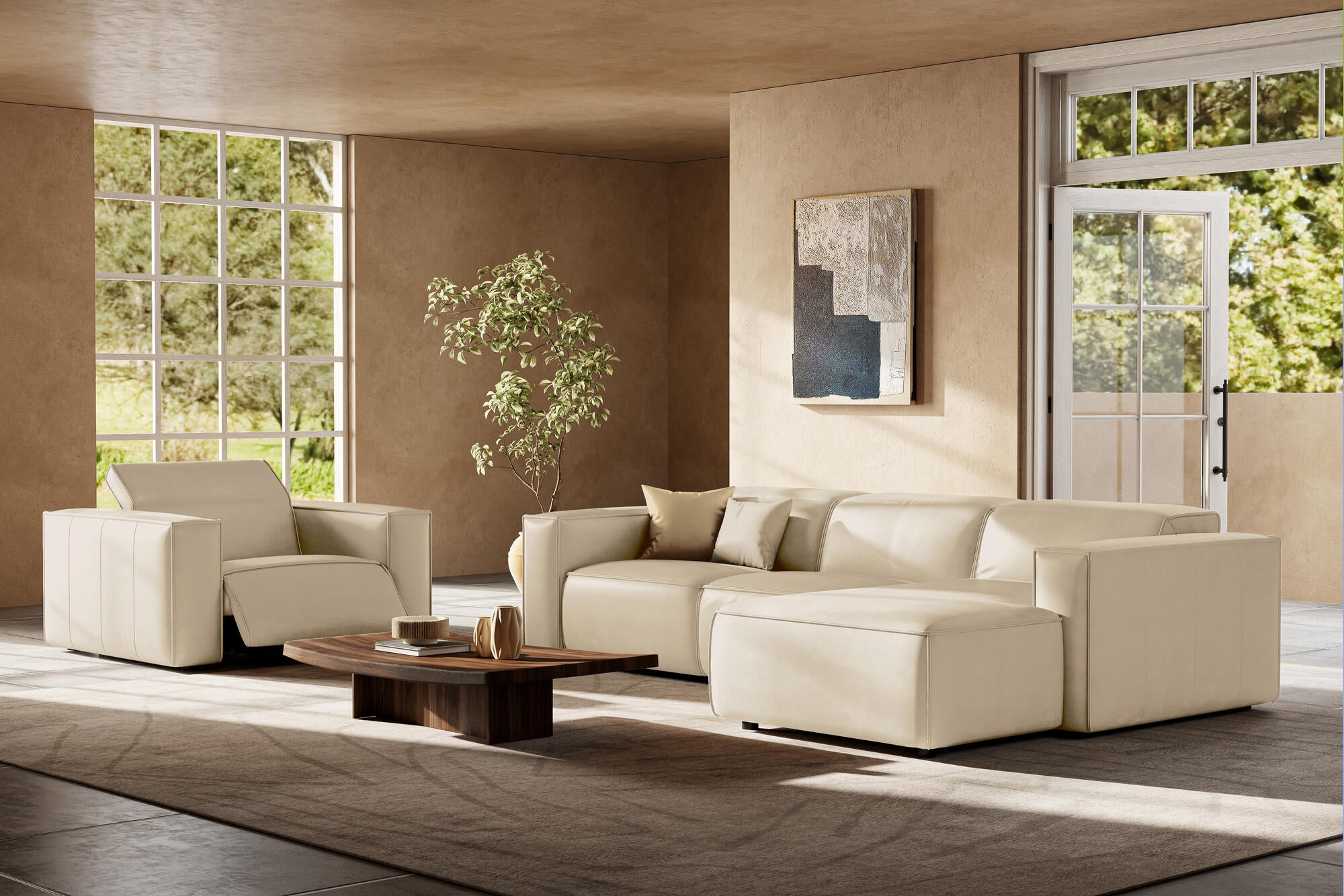 Emery Leather Recliner Sectional Sofa