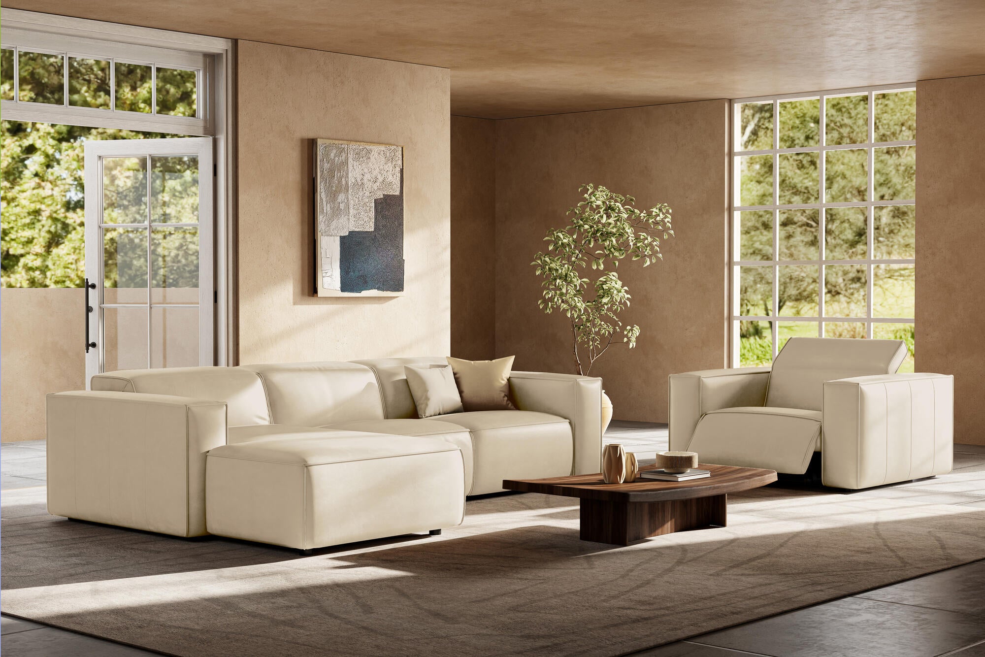 Emery Leather Recliner Sectional Sofa