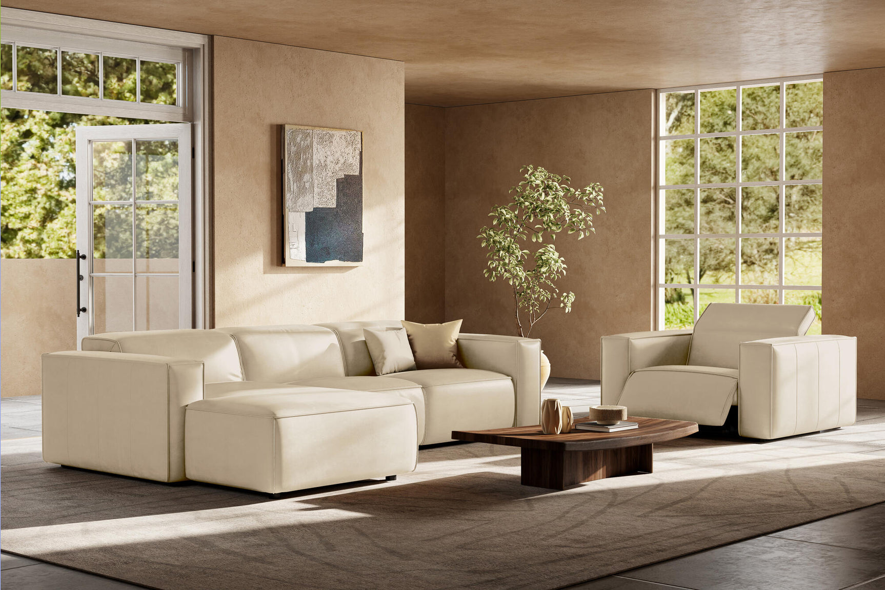 Emery Leather Recliner Sectional Sofa