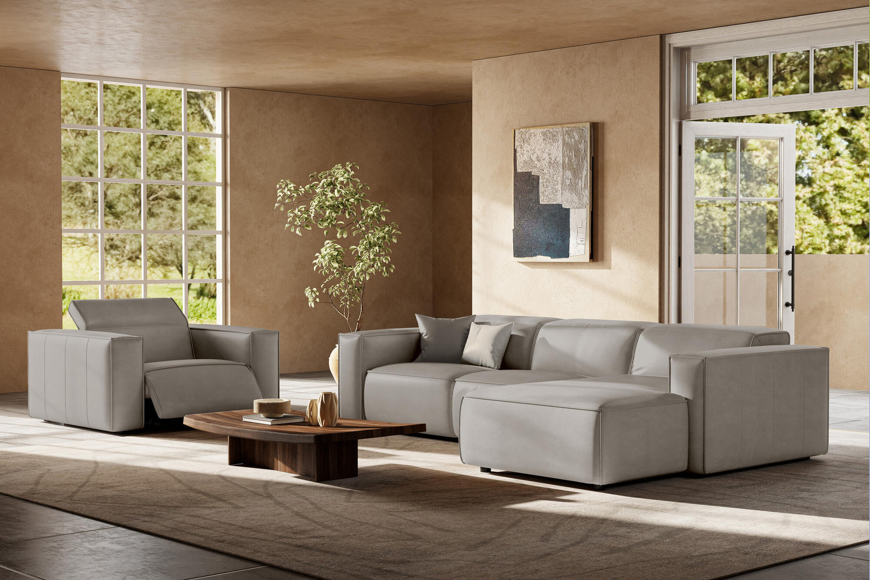 Emery Leather Recliner Sectional Sofa