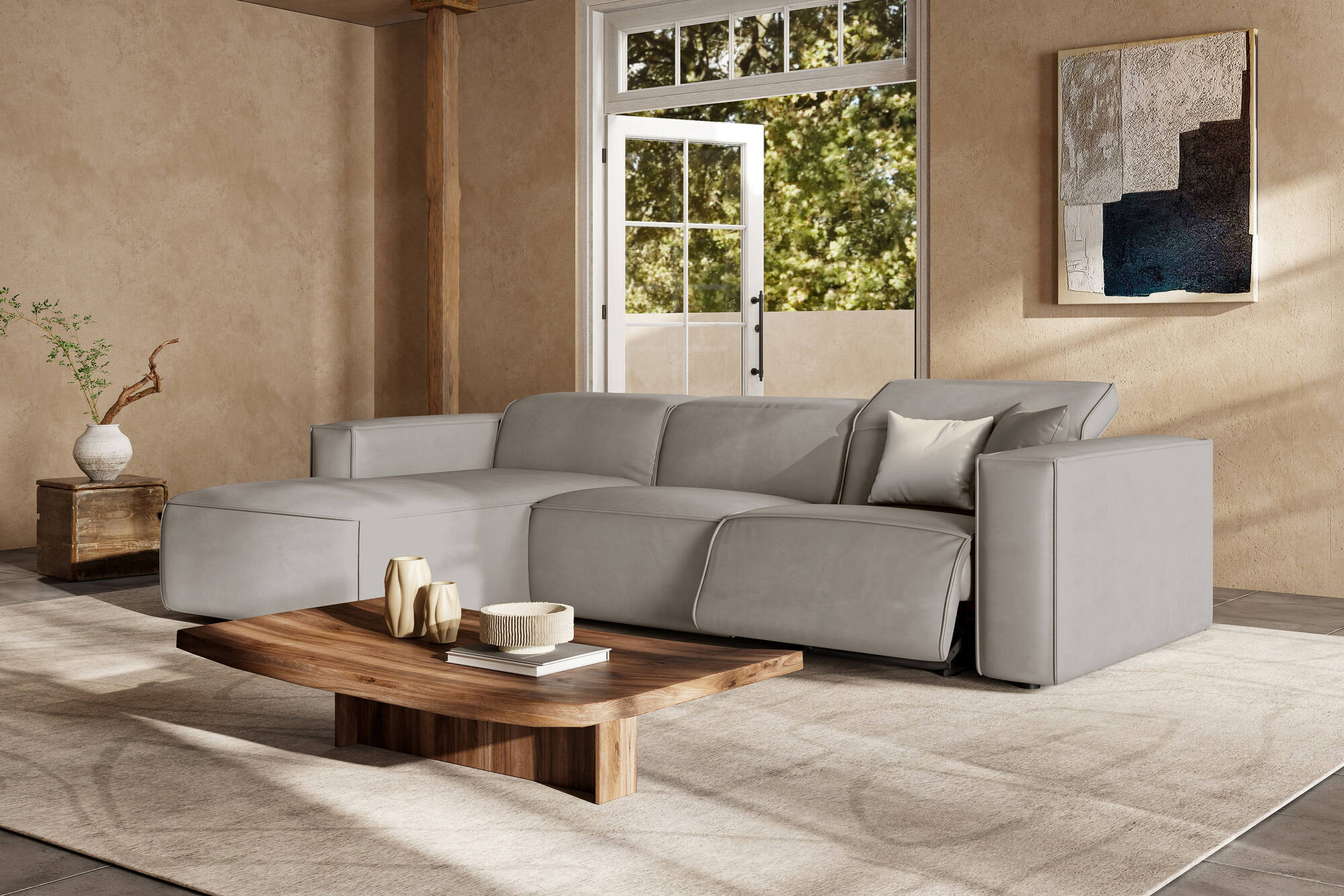 Emery Leather Recliner Sectional Sofa