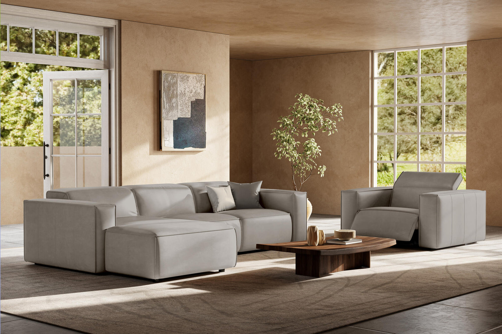 Emery Leather Recliner Sectional Sofa