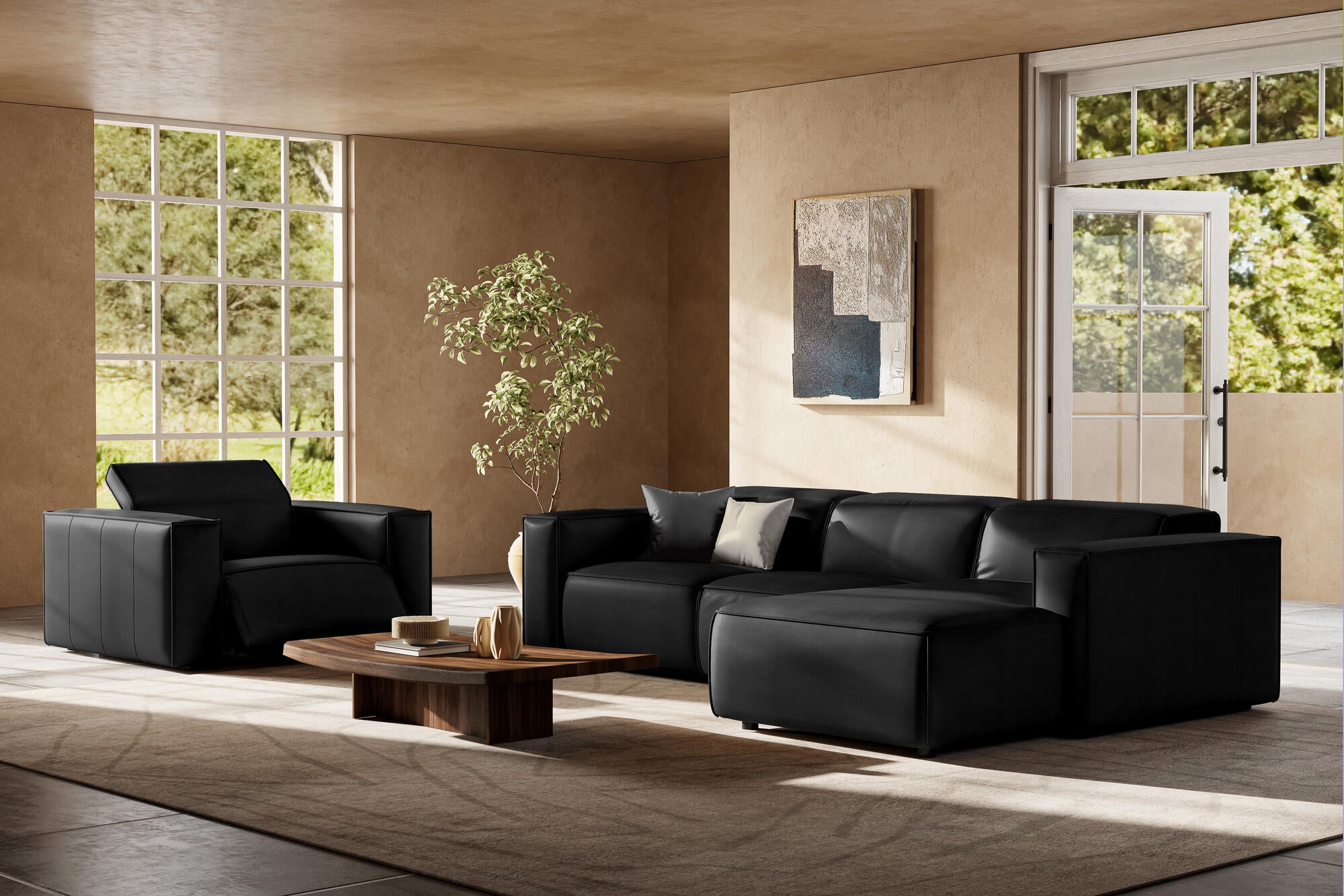 Emery Leather Recliner Sectional Sofa