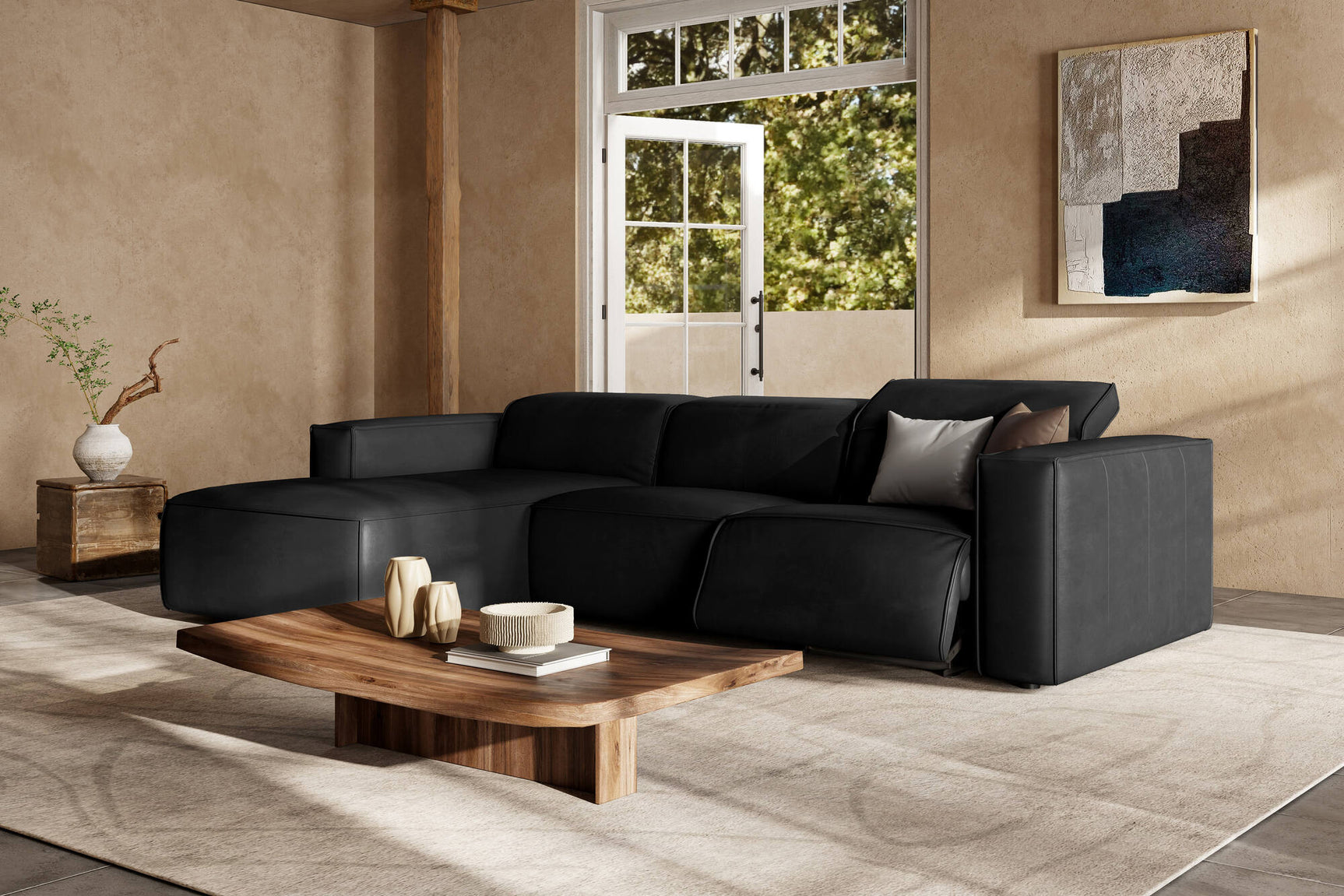 Emery Leather Recliner Sectional Sofa