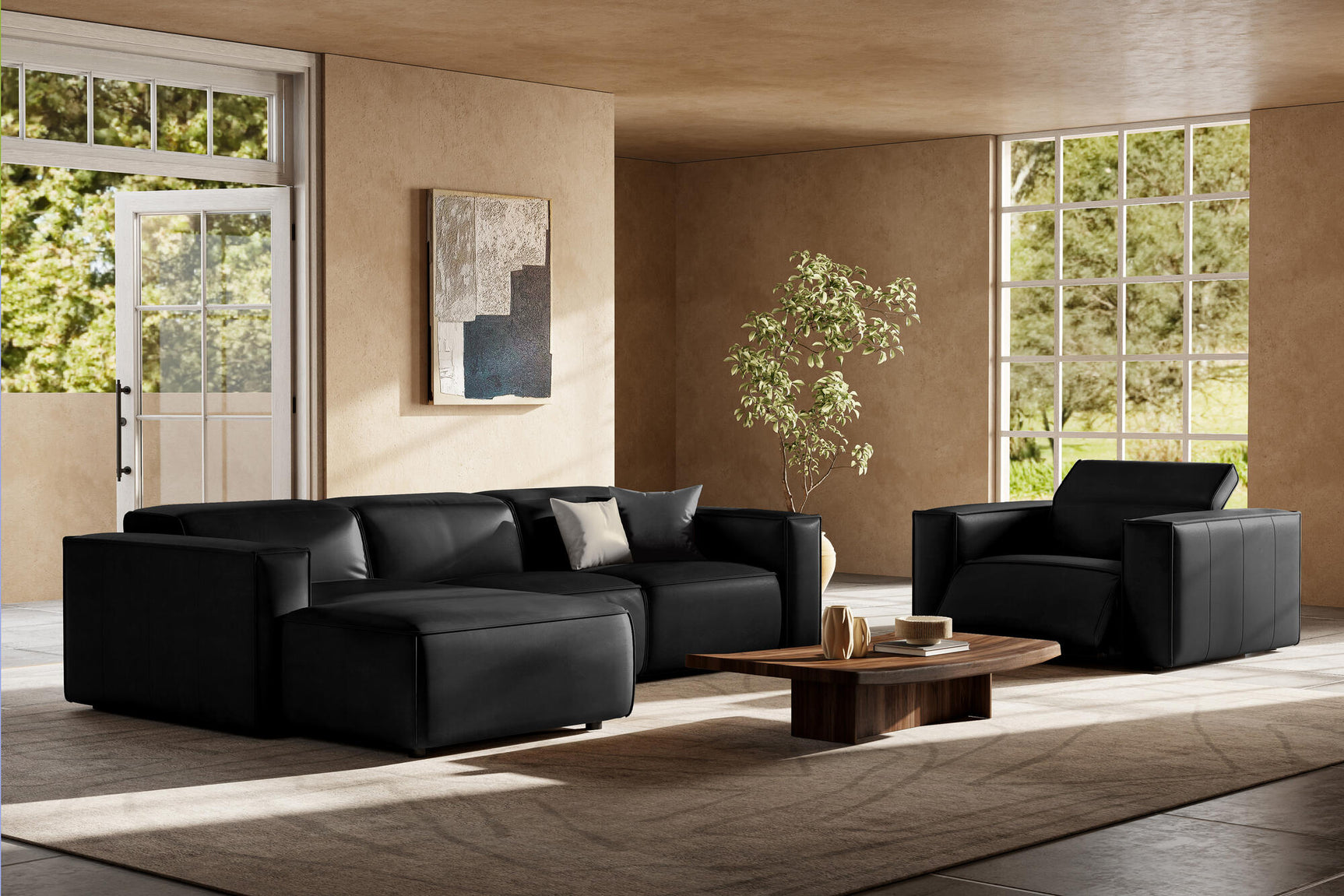 Emery Leather Recliner Sectional Sofa