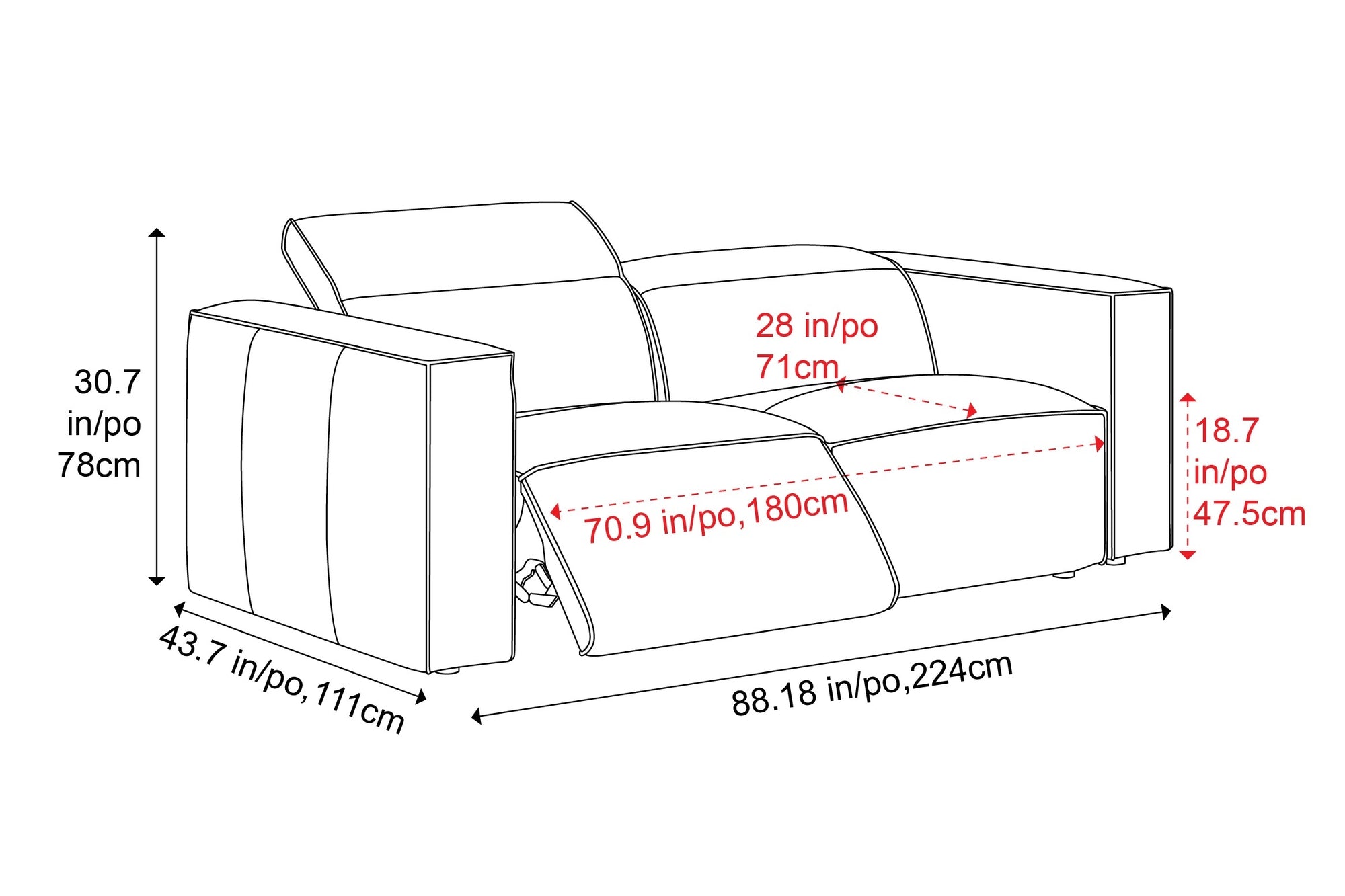 Emery Leather Recliner Sofa