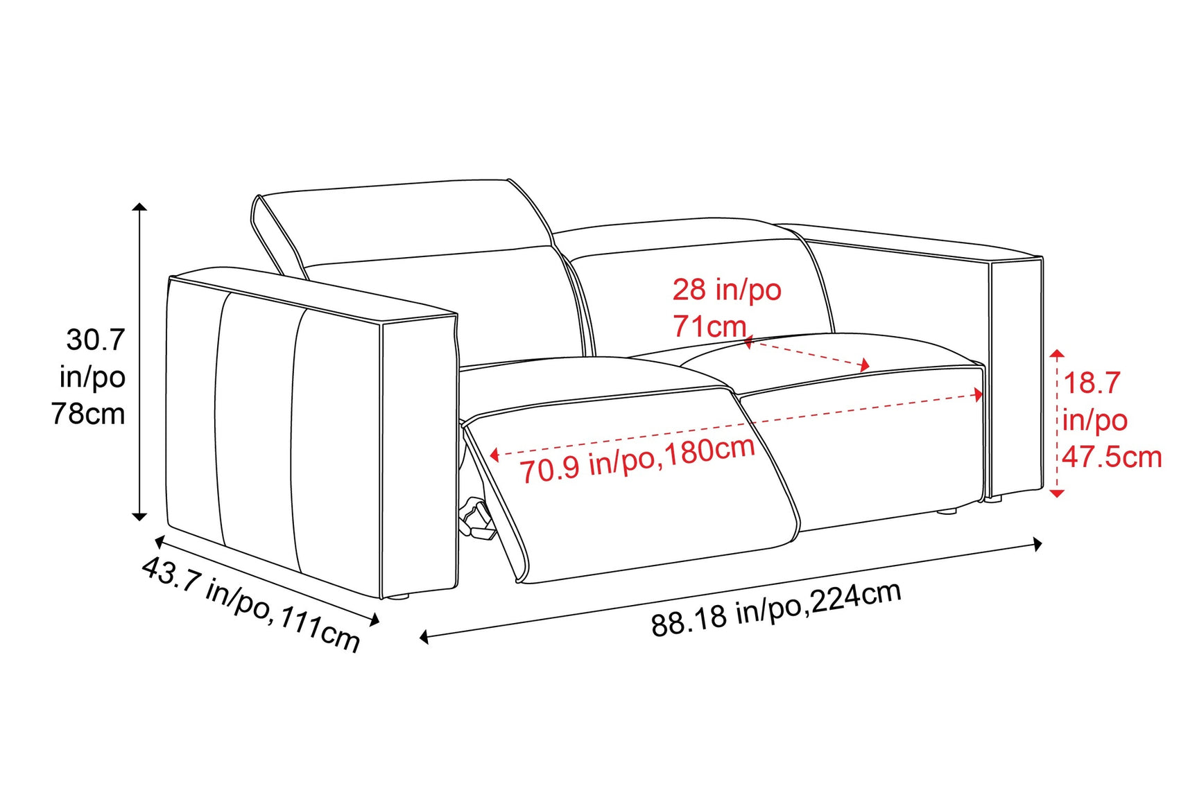 Emery Leather Recliner Sofa