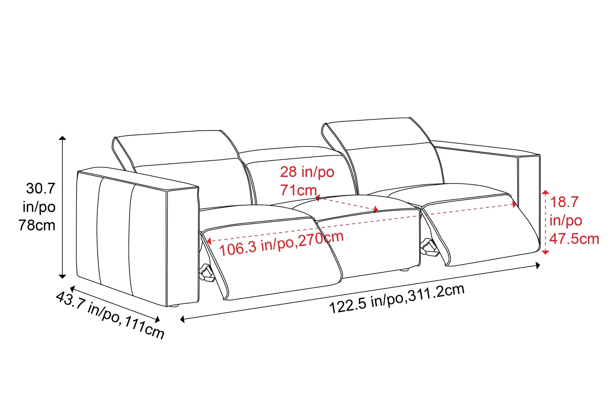 Emery Leather Recliner Sofa