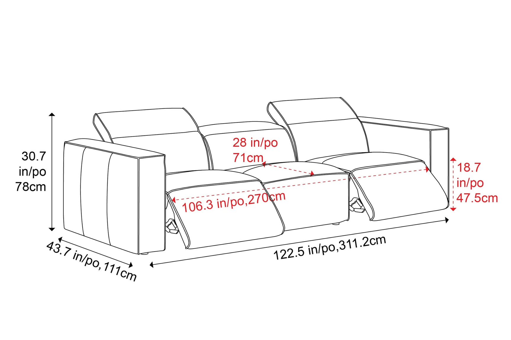 Emery Leather Recliner Sofa