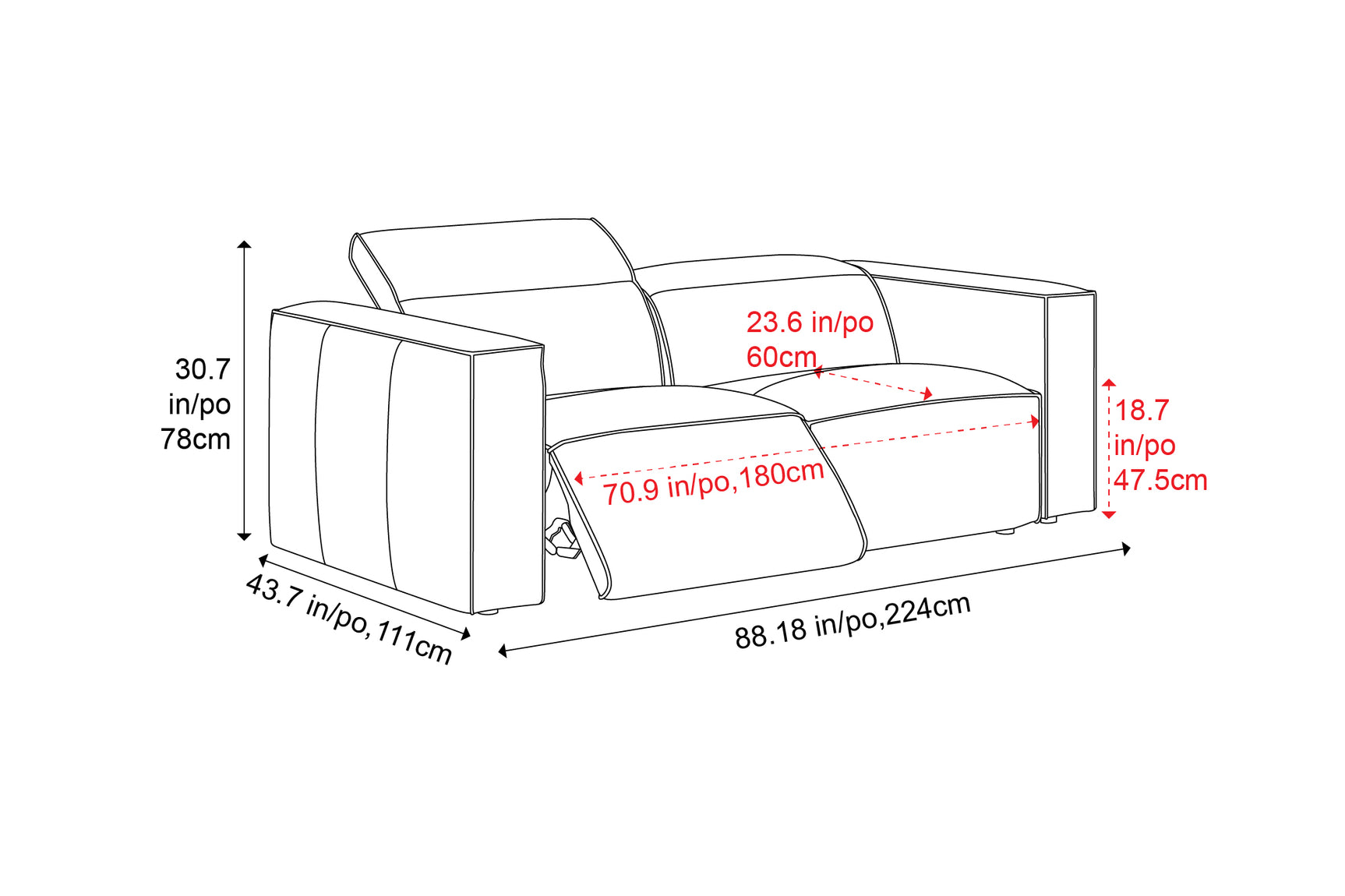 Emery Leather Recliner Sofa