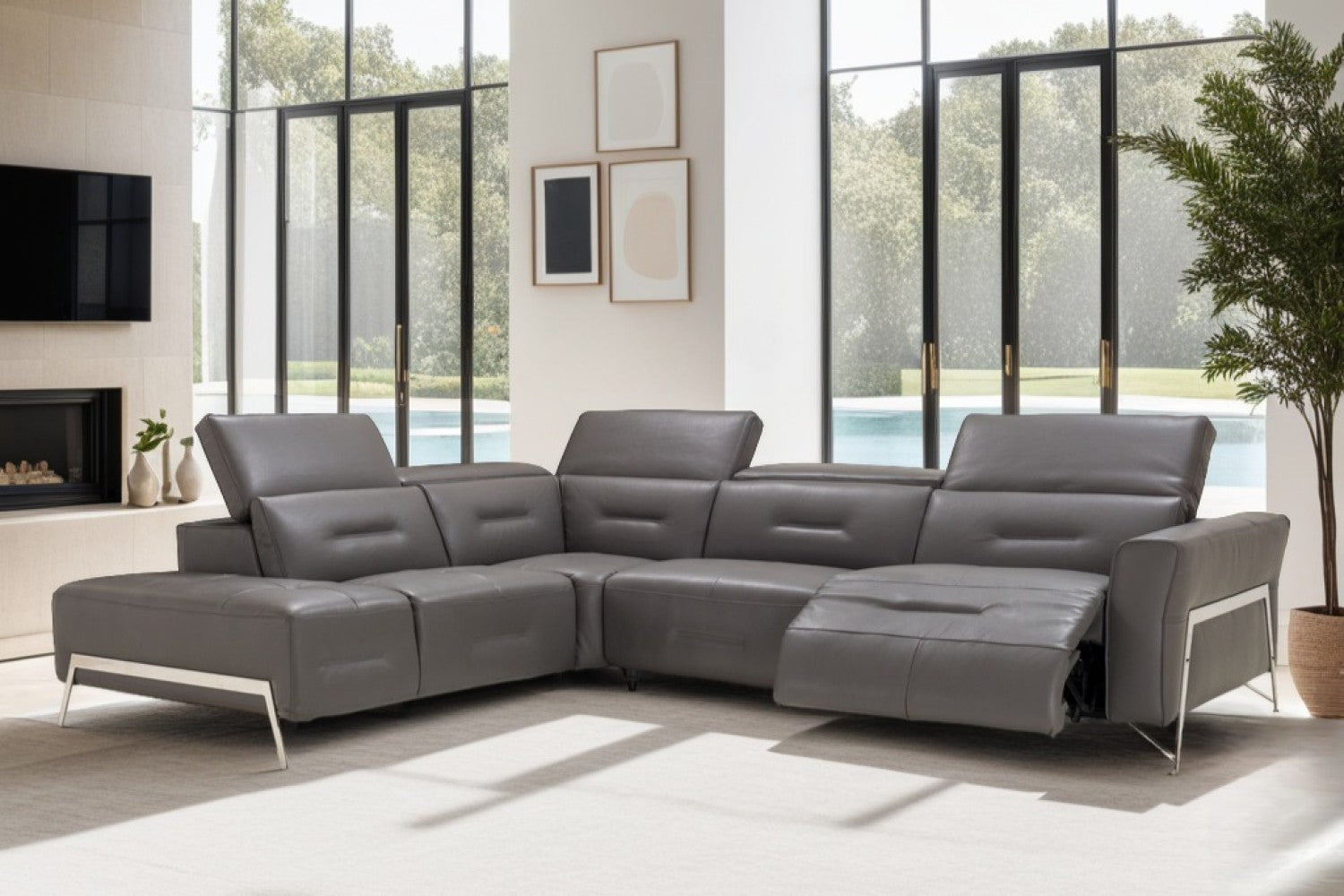 Ramona Leather Reclining Sectional Sofa