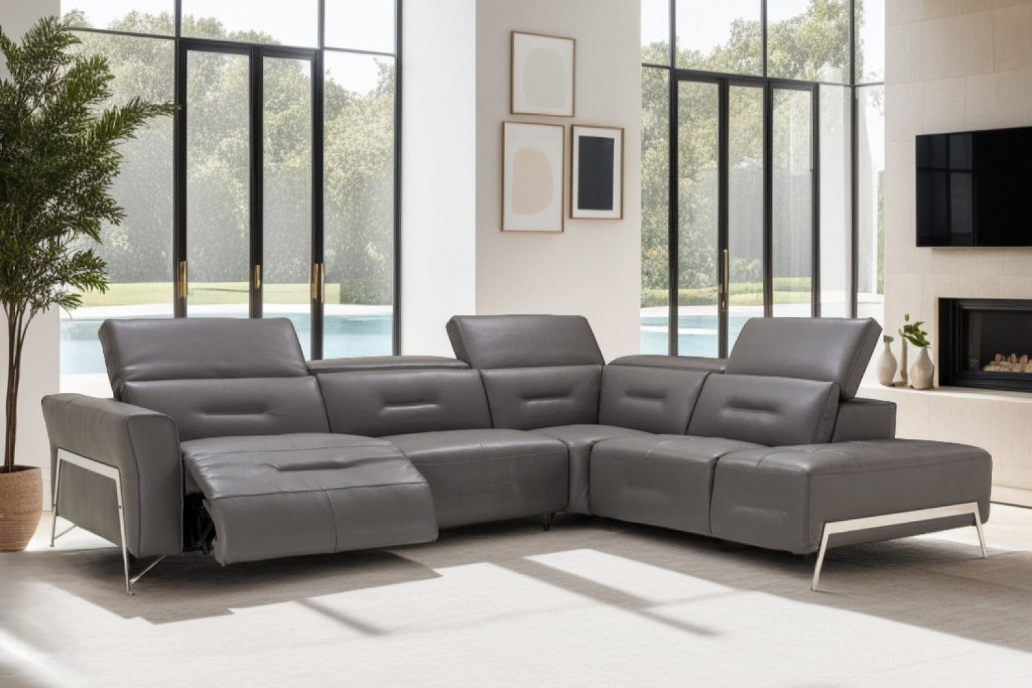 Ramona Leather Reclining Sectional Sofa