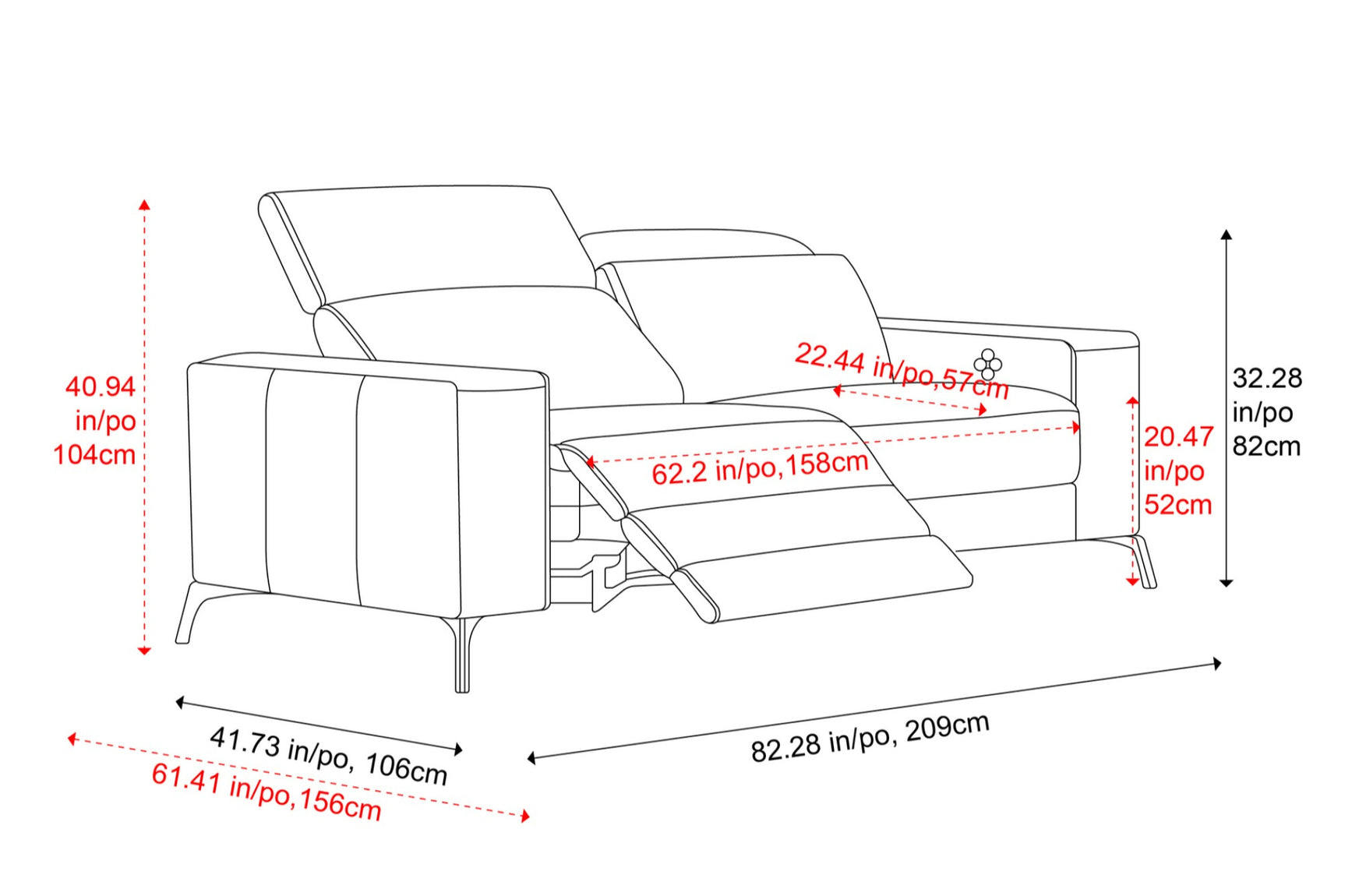 Esther Leather Dual Recliner Sofa