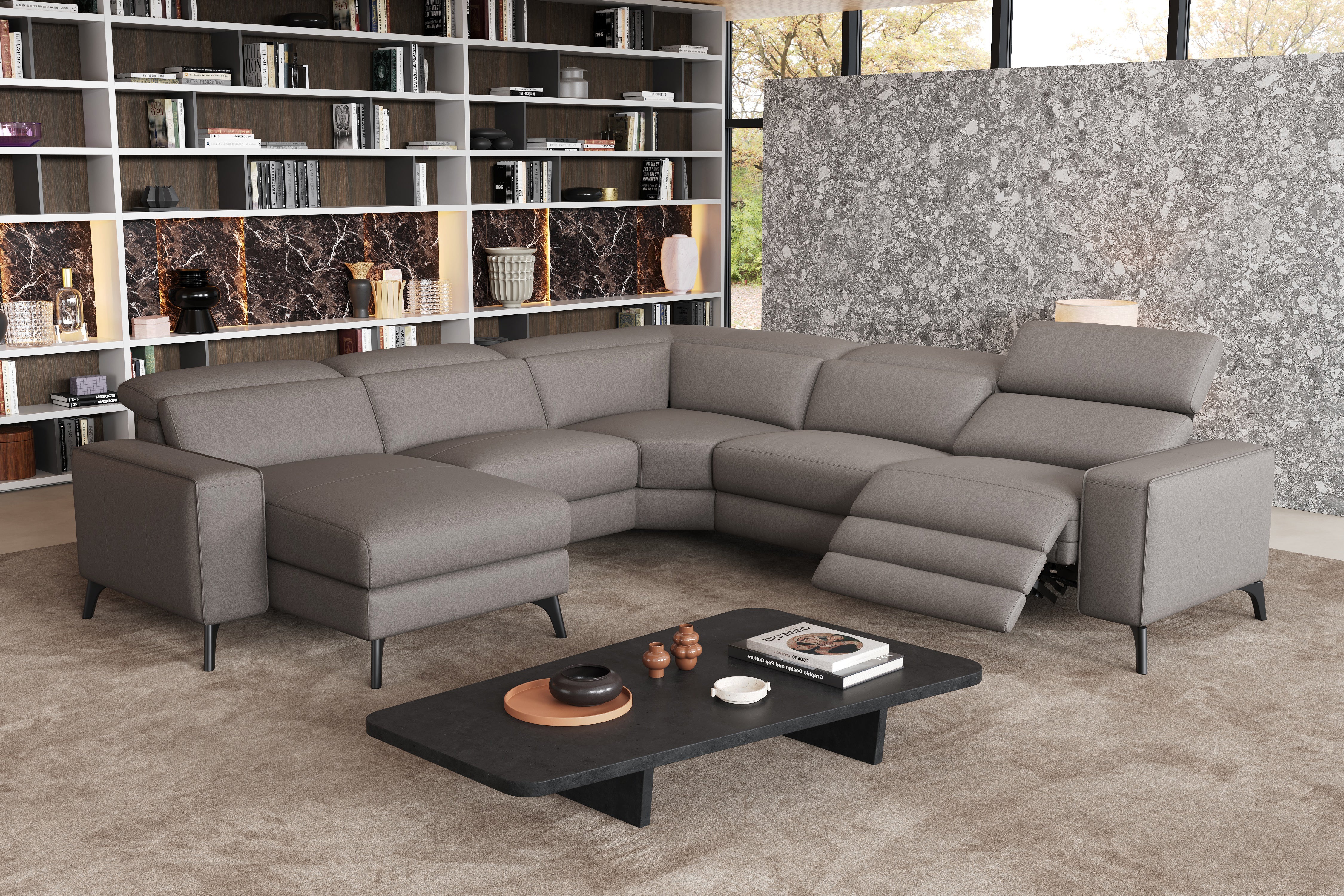 Esther Leather Corner Recliner Sectional Sofa