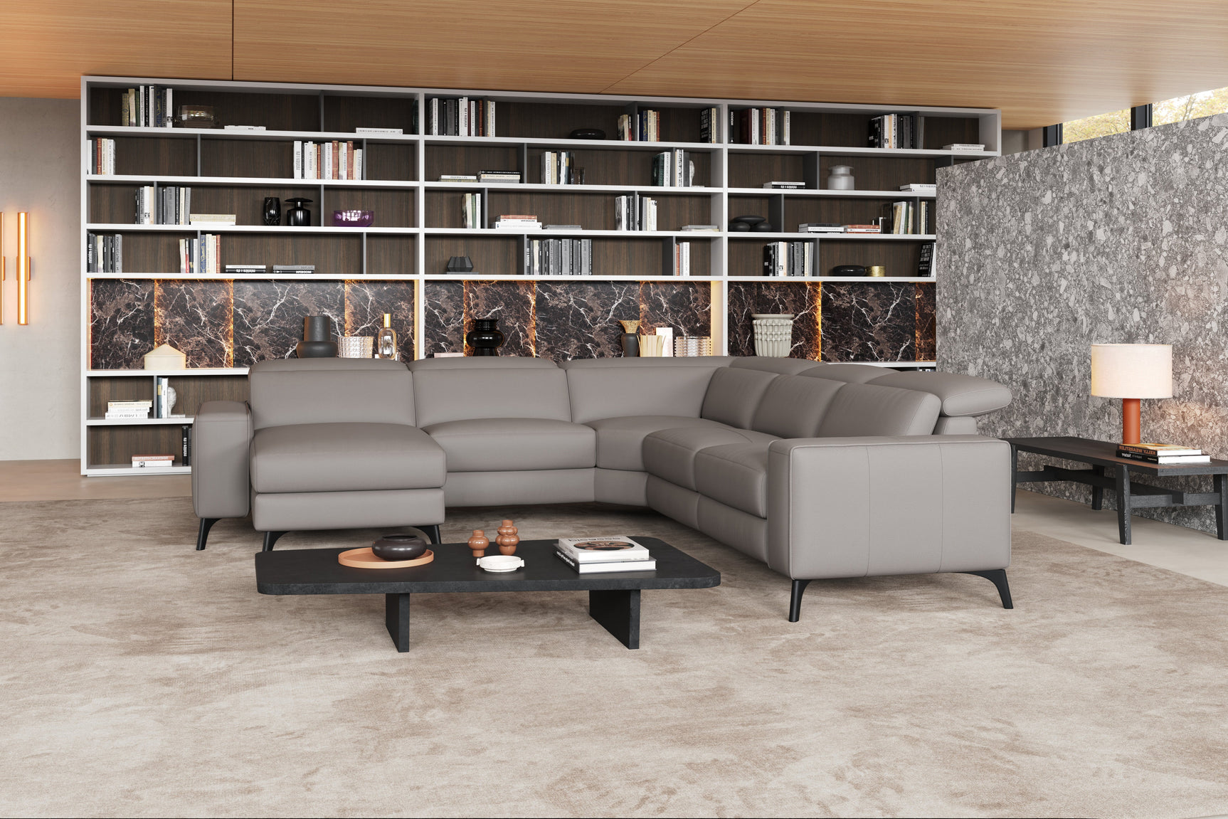 Esther Leather Corner Recliner Sectional Sofa