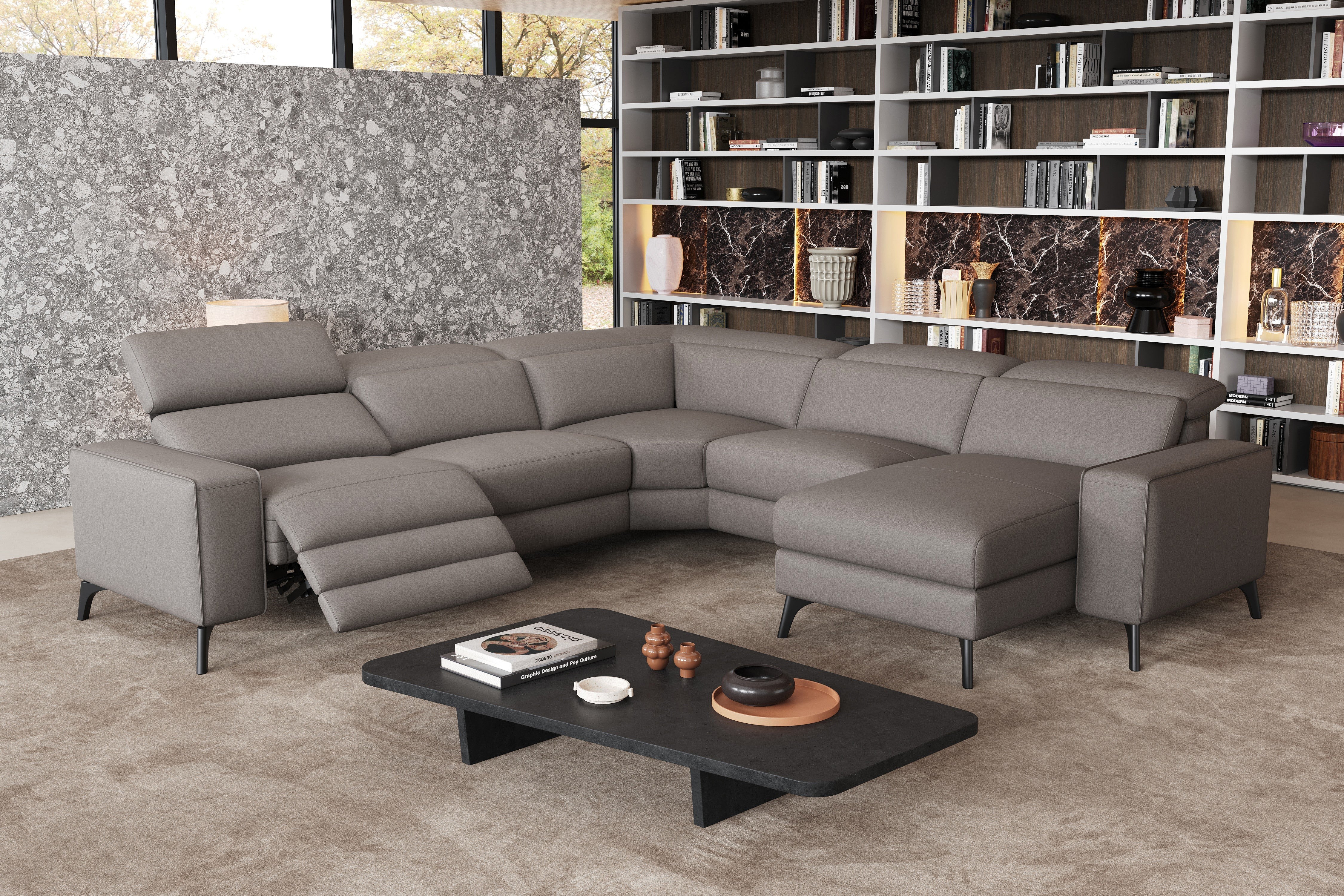 Esther Leather Corner Recliner Sectional Sofa