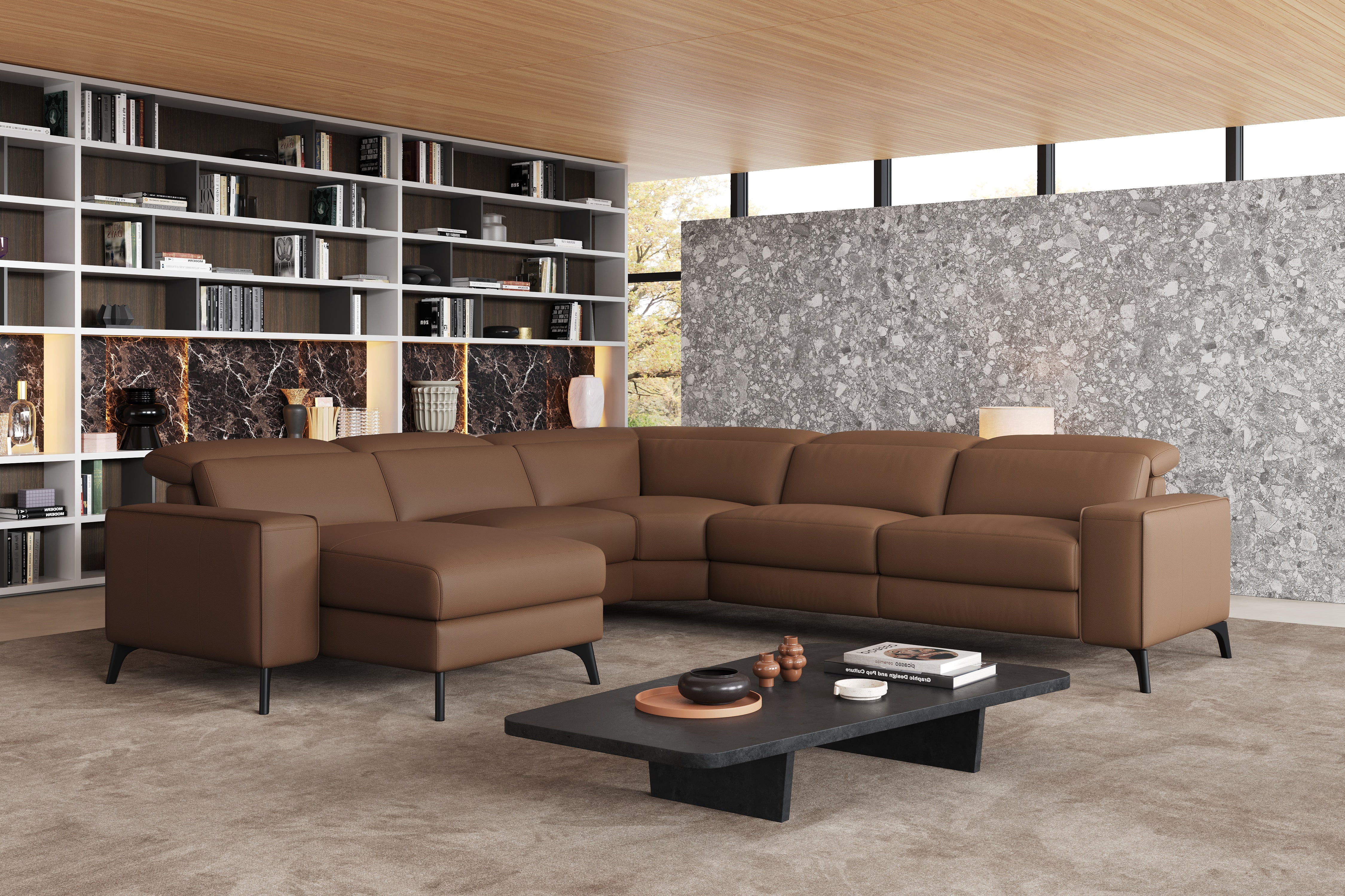 Esther Leather Corner Recliner Sectional Sofa