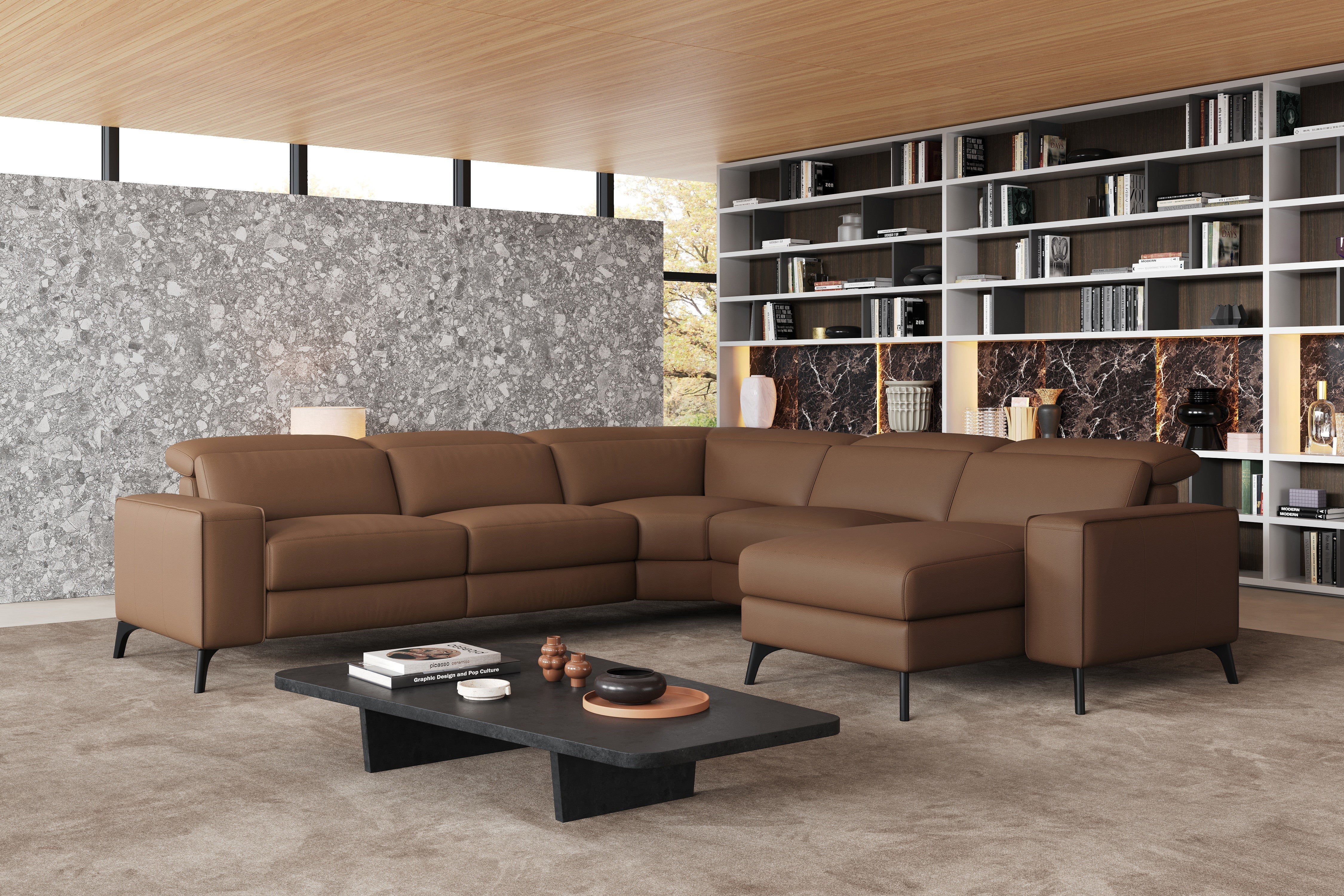 Esther Leather Corner Recliner Sectional Sofa