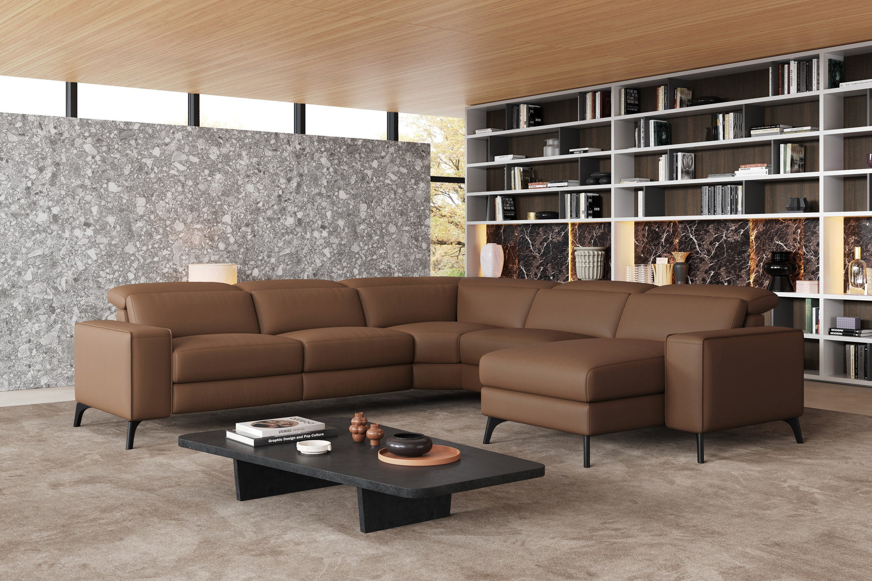 Esther Leather Corner Recliner Sectional Sofa