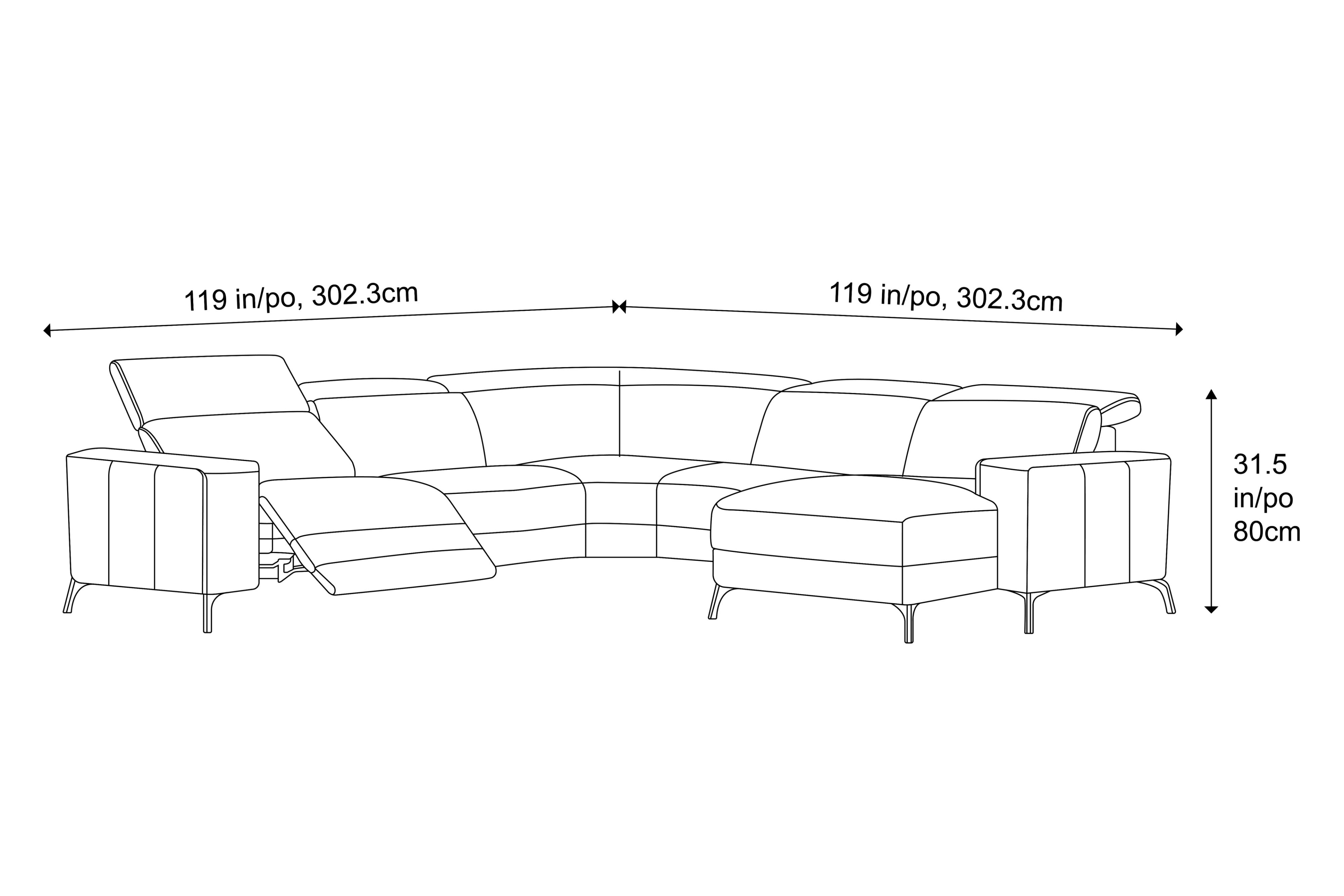 Esther Leather Corner Recliner Sectional Sofa