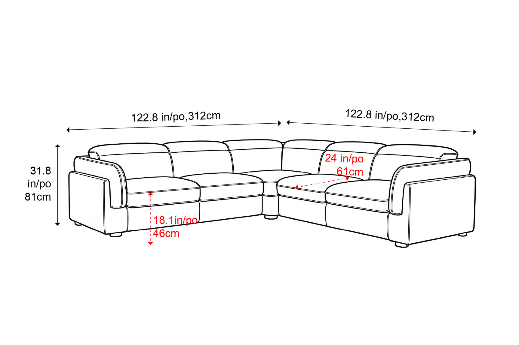Fernanda Fabric Corner Sectional Sofa