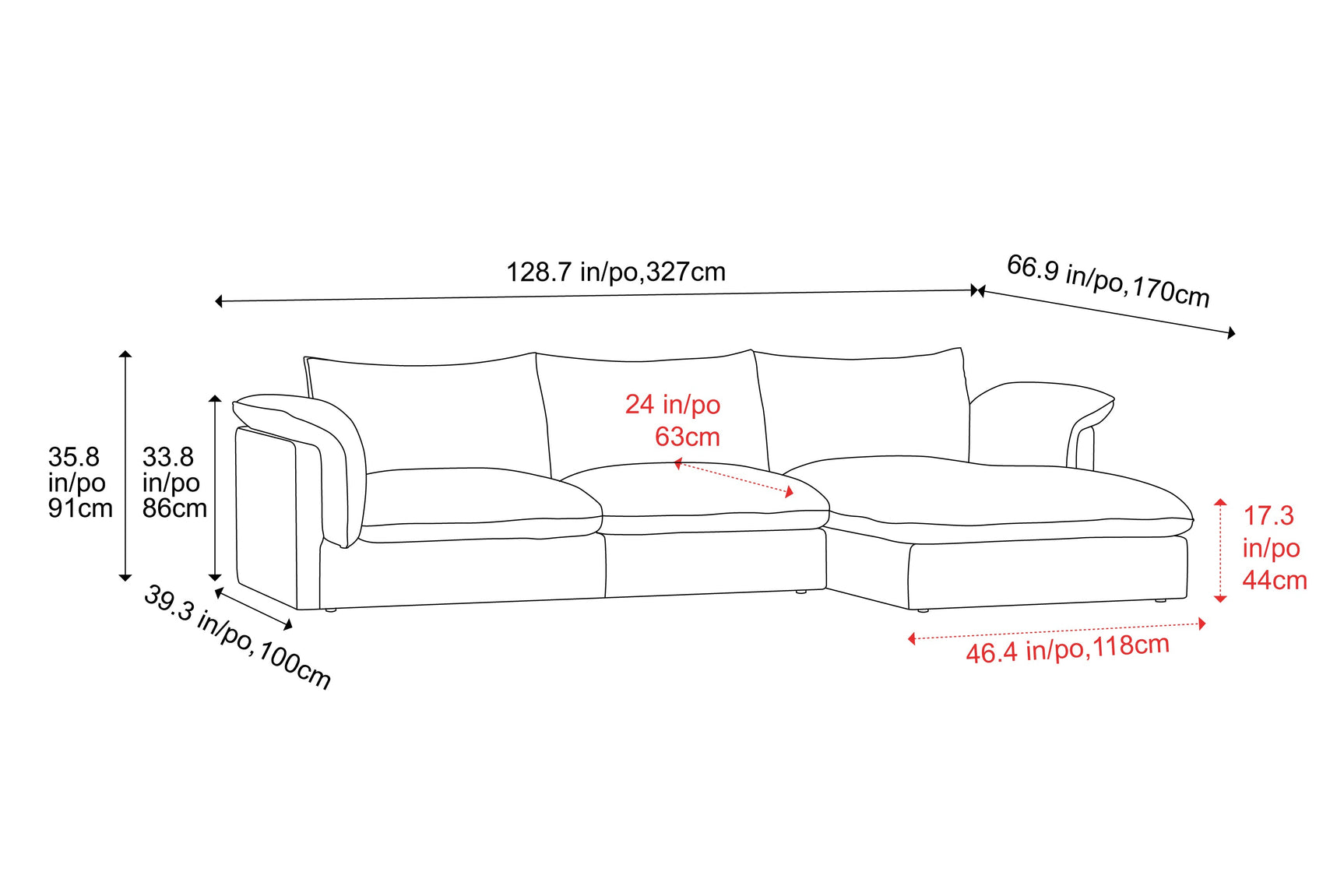 Frederick Fabric Sectional Sofa