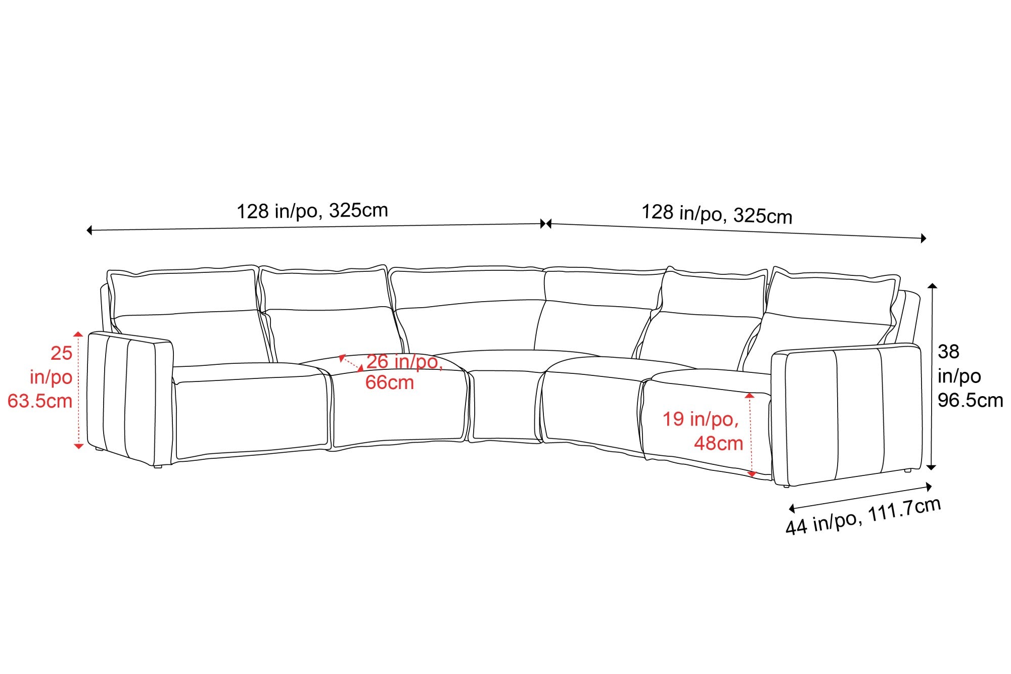 Giovanni Leather Dual Recliner Corner Sectional Sofa