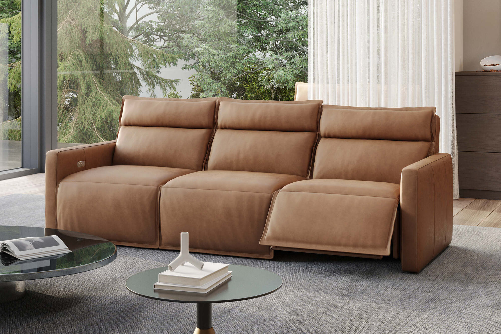 Giovanni Leather Dual Recliner Sofa