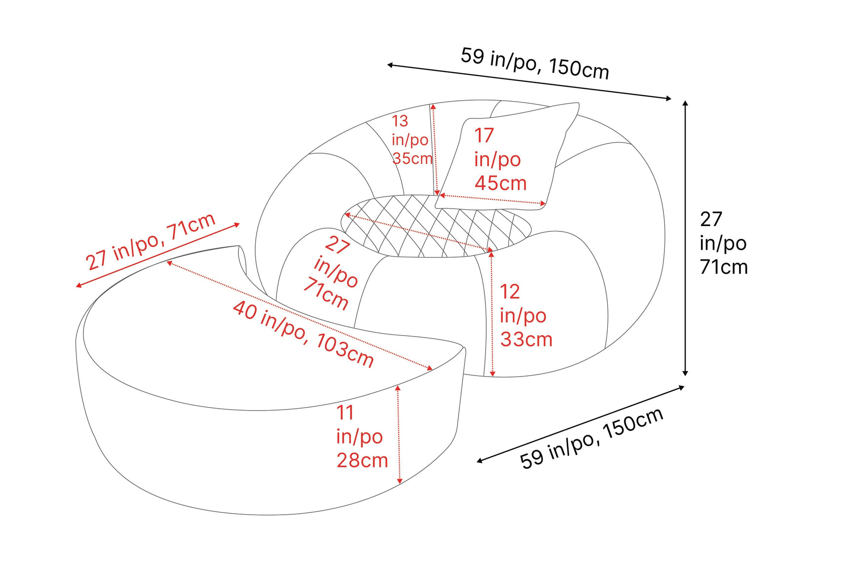 Grace Fabric Cuddle Seat with Footrest