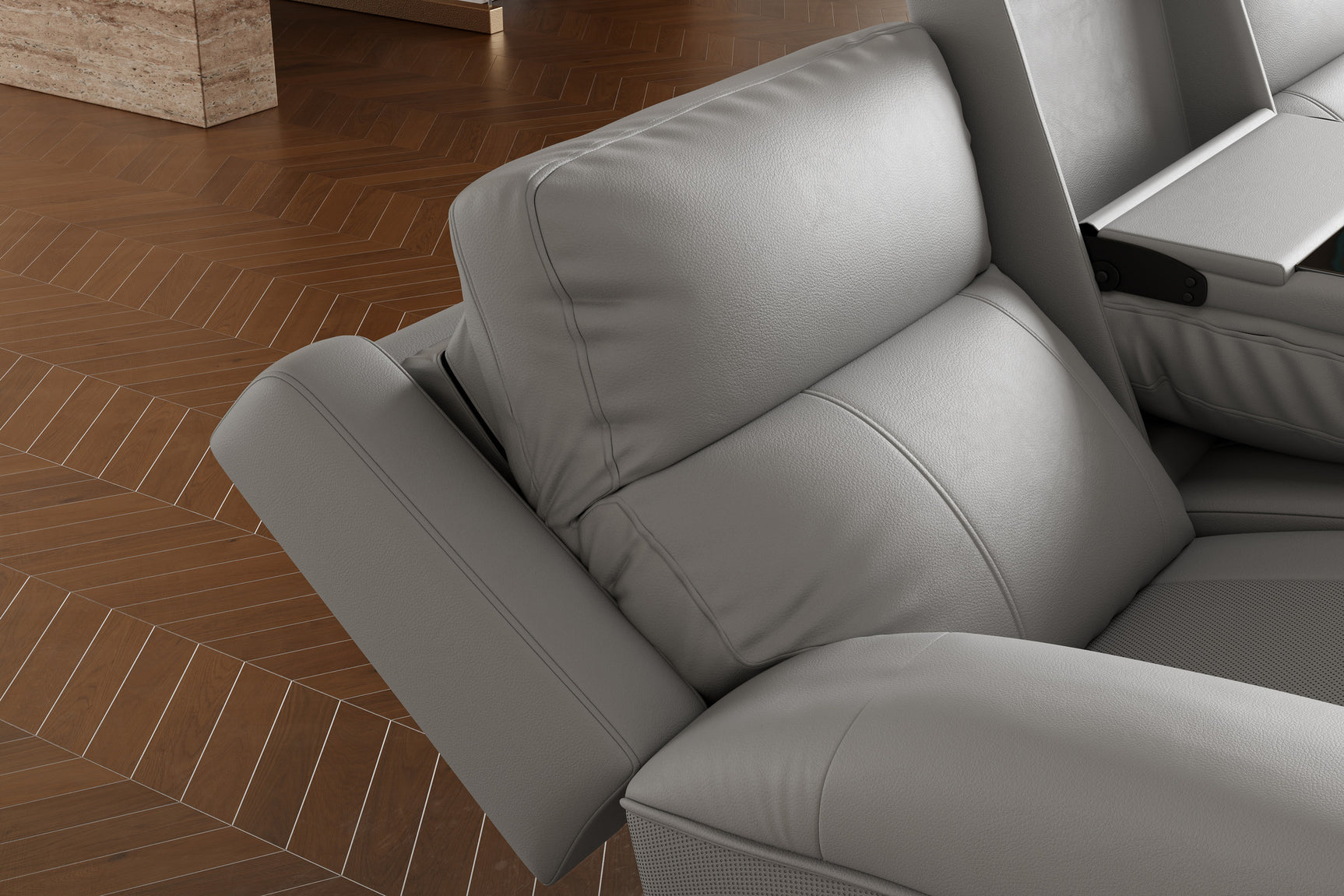 Harbour Immersive Audio Leather Dual Recliner Sofa with Console