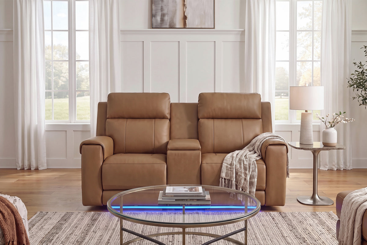 Harbour Immersive Audio Leather Dual Recliner Loveseat Sofa with Heat & Massage & Ventilation